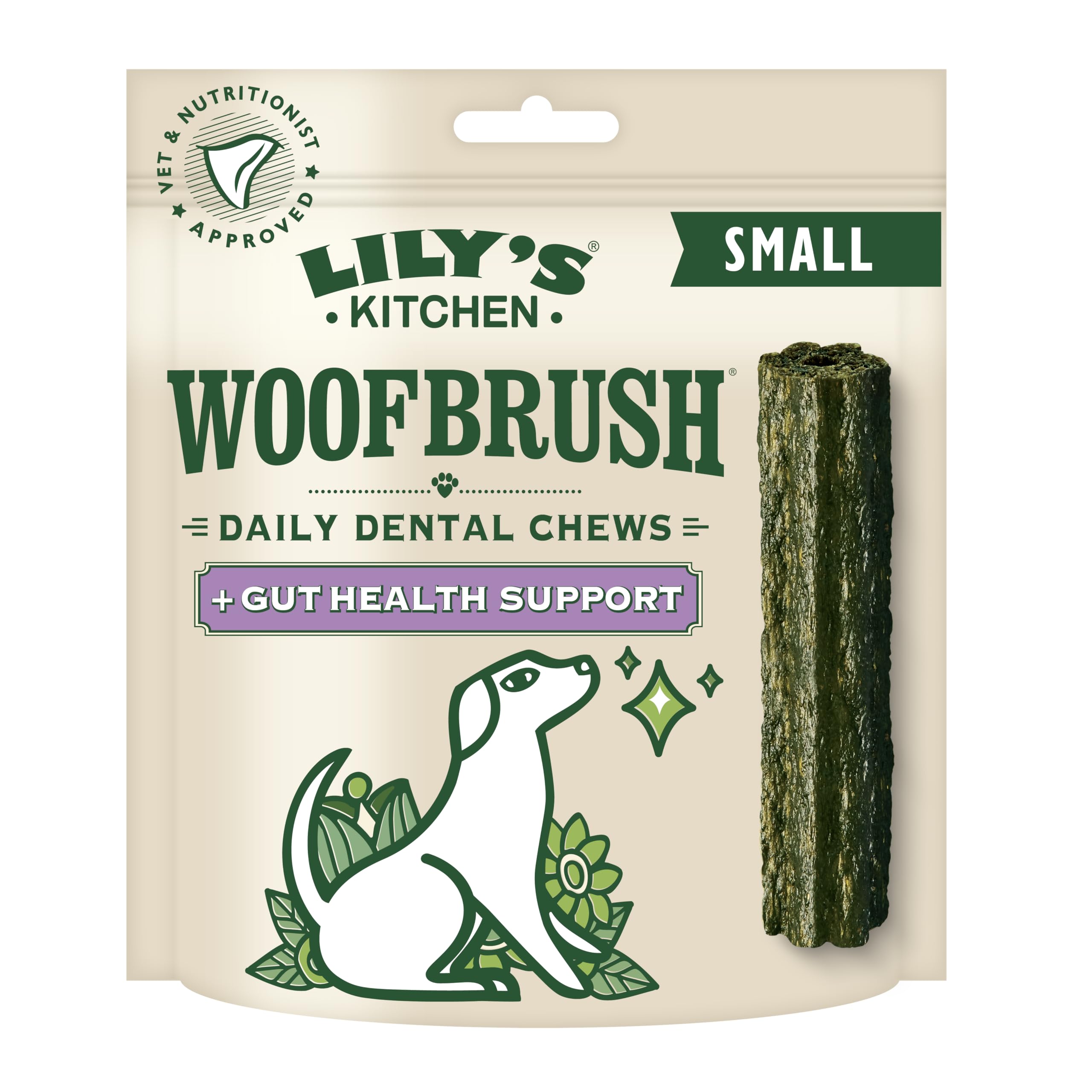 Lily's Kitchen Woofbrush Gut Health Dental Chew - Natural Dental Sticks for Small Dogs (35 x 22g)