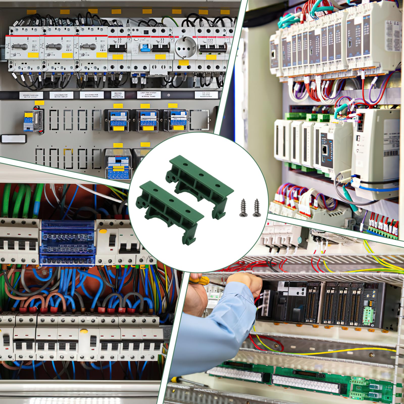 20 Piezas PCB DIN Soporte de Montaje, Verde PCB DIN C45 Adaptador Juego de Adaptadores con 40 Tornillos, Carril DIN Adaptador para Carril de Montaje DIN 45 35 mm PCB Soporte de Montaje