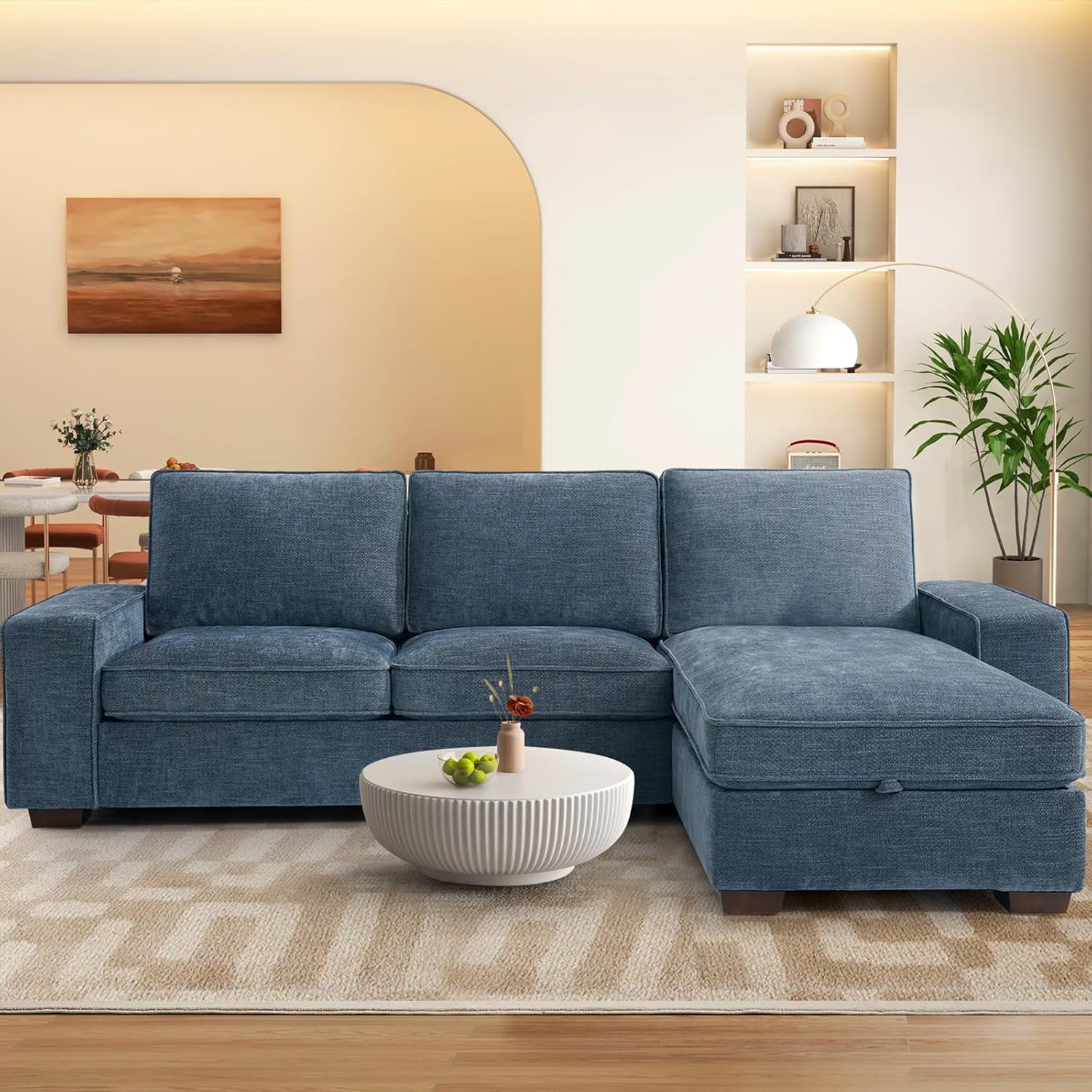 L Shaped Sectional Sofa Couch with Convertible Storage