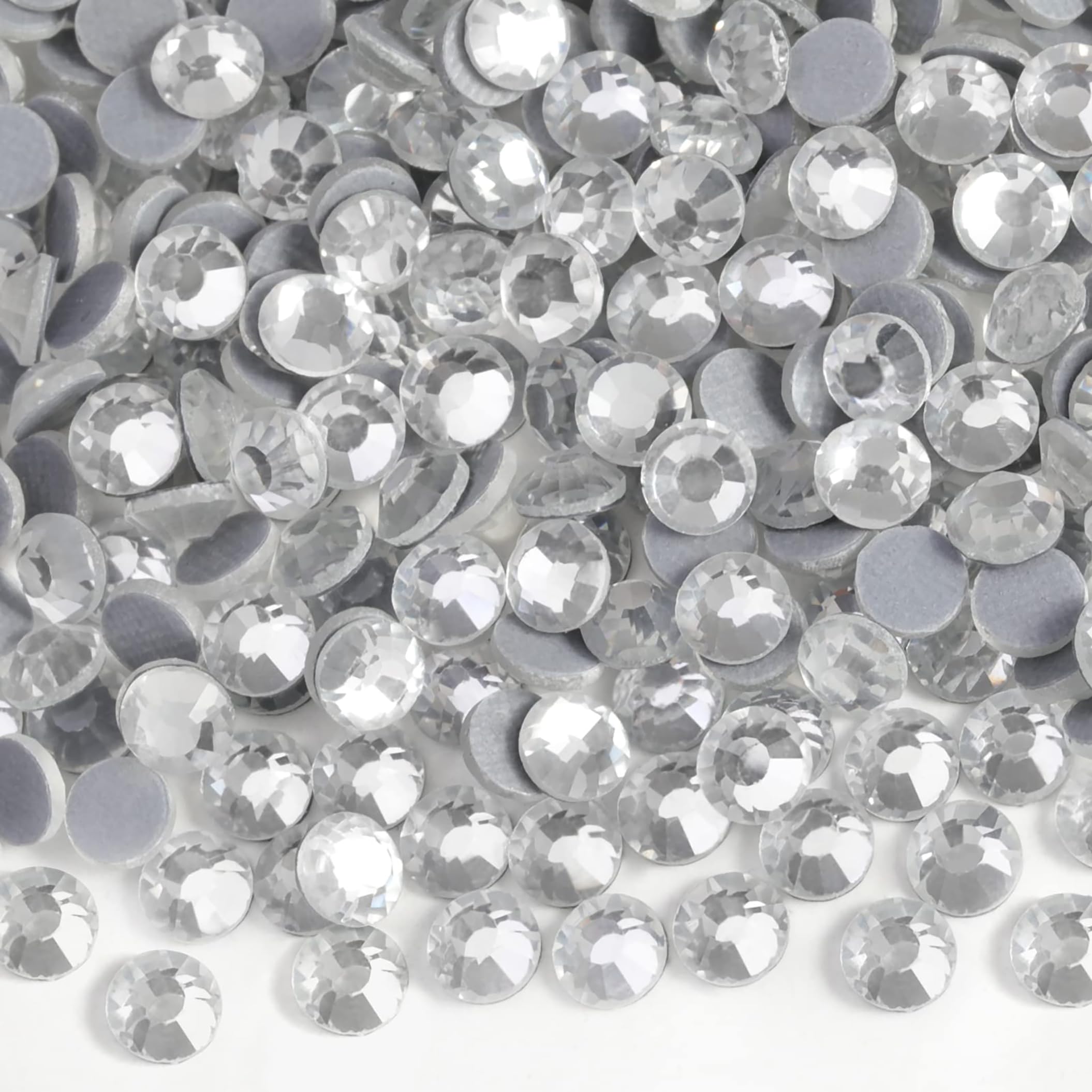 Toced 1440 Pcs 2.8mm Silver Round Rhinestones, Crystal Diamantes for Nail Art & Scrapbooking, Glass Craft Bead