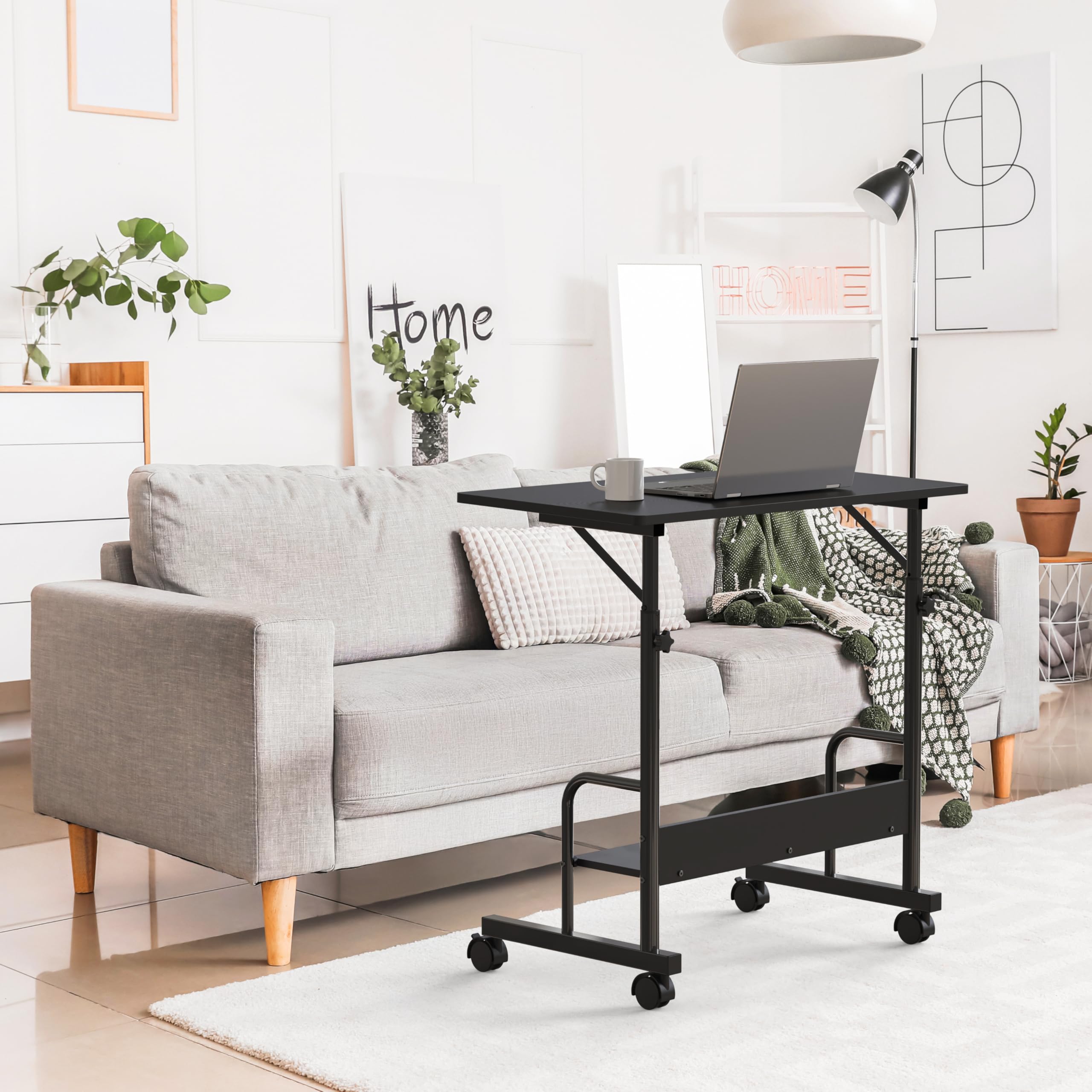 SHW 30 5 to 40 5 Height Adjustable Mobile Standing Desk Laptop Workstation for Walking Pad Treadmill Black — view 4