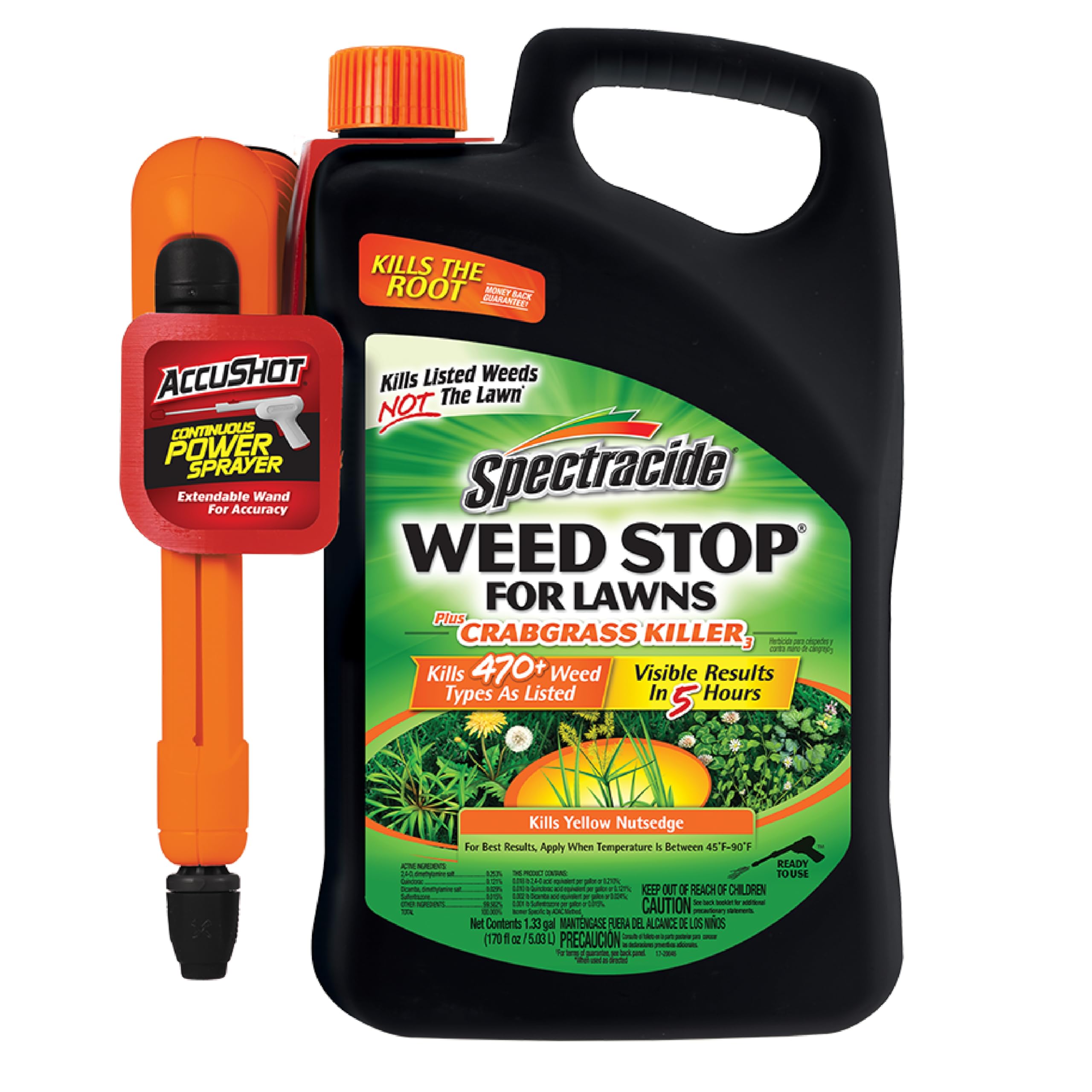Weed Stop For Lawns Plus Crabgrass Killer, AccuShot Sprayer, 1.33 gallon