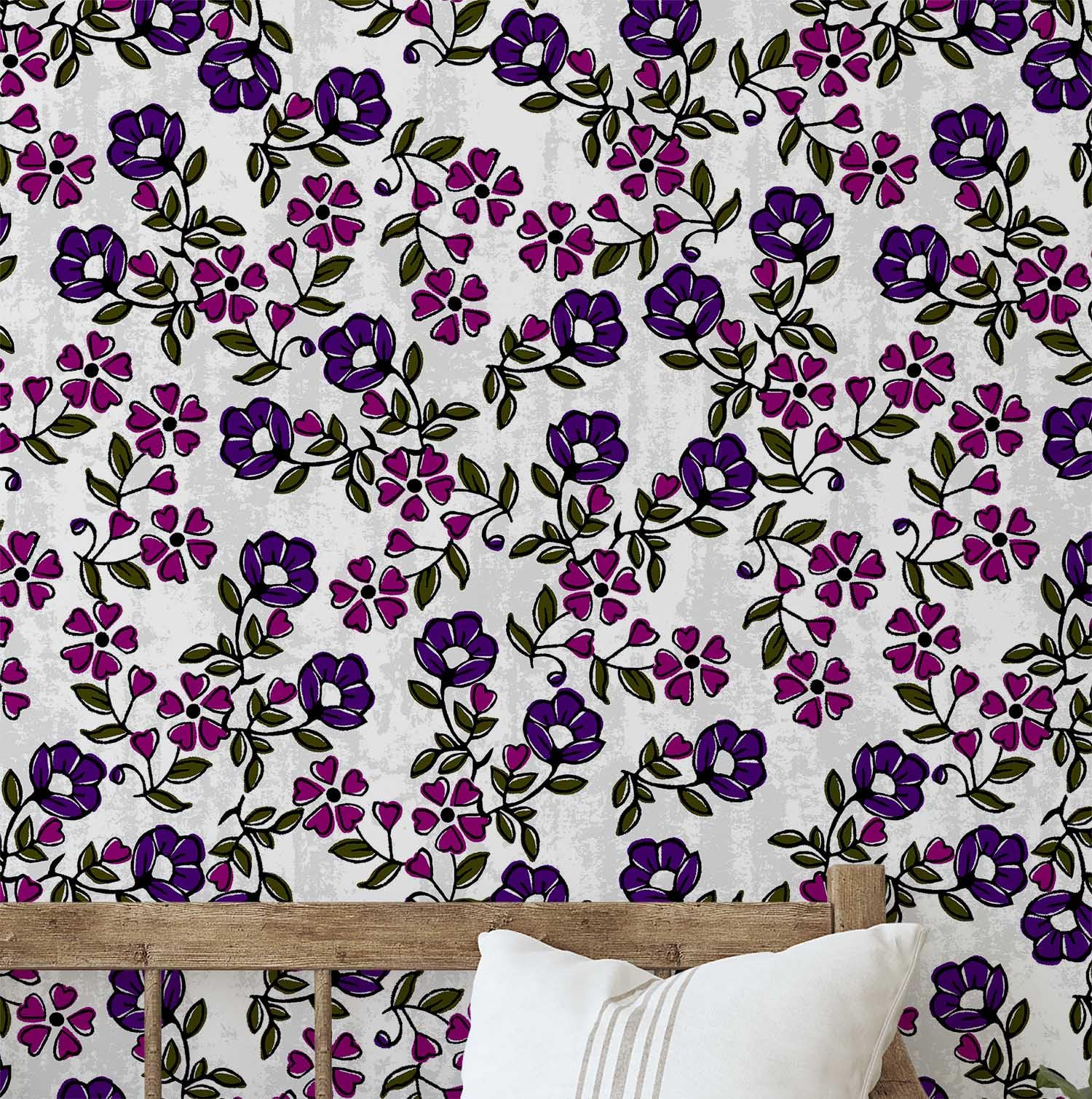 Papier Peint Vinyle Autocollant Blanc Floral 25x120 Pouces S4Sassy
