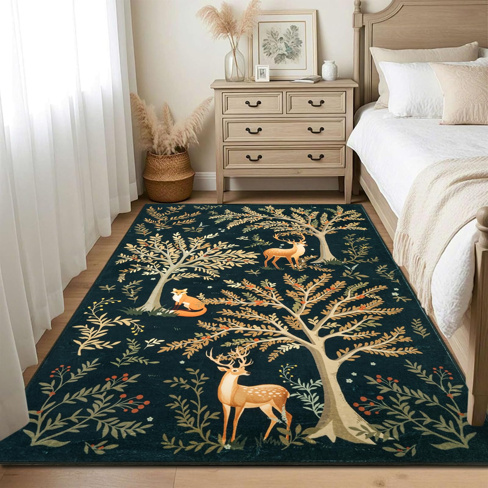 MOSISO Tapis Lavable 121 x 182 cm pour Salon,Vert