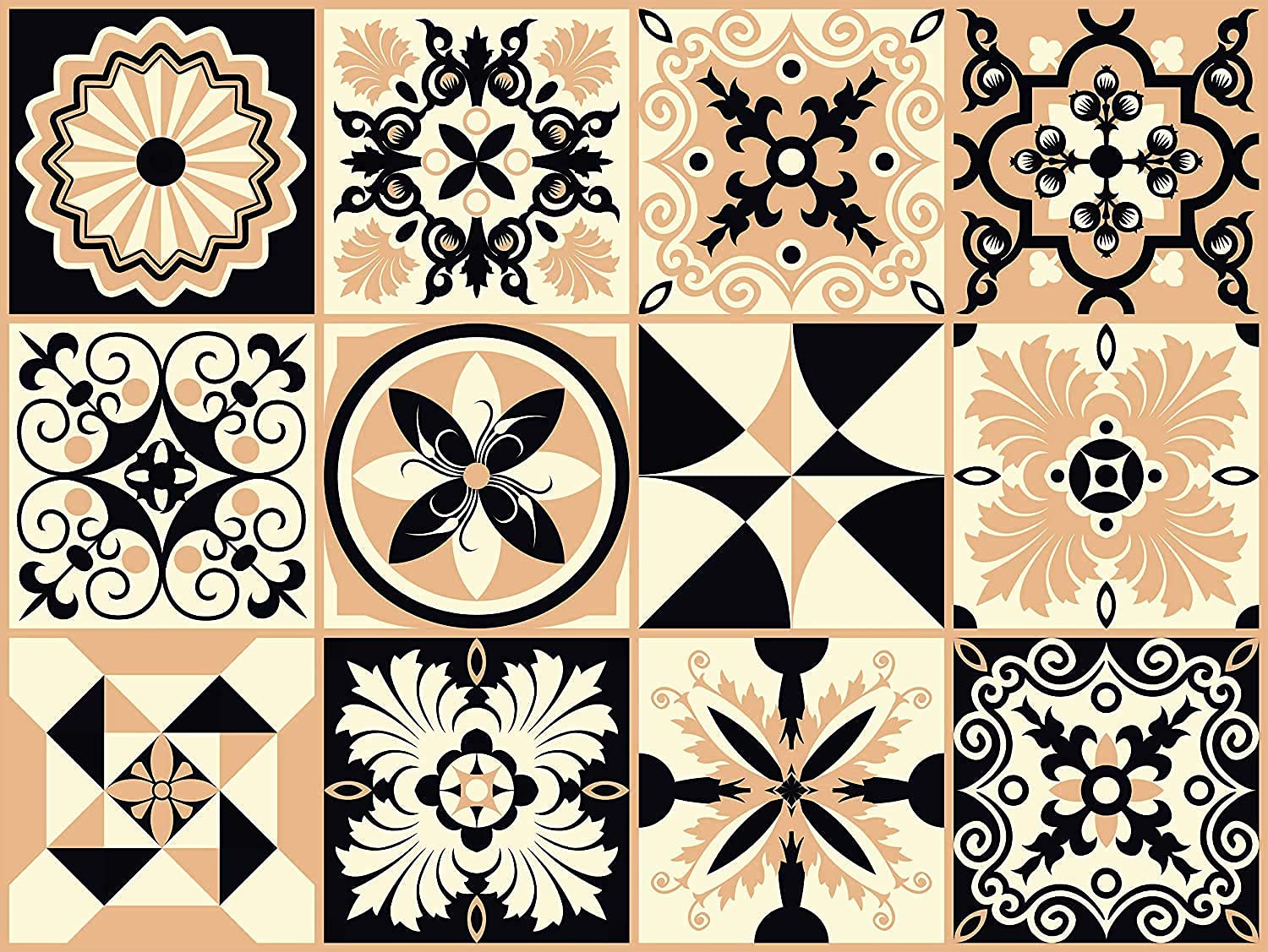 GraphixDesign Moroccan Tile Stickers Stair Riser Decals for Kitchen Backsplash Bathroom Floor Wood Glass Sticker Home Decor Furniture (c, 6x6 Inch)