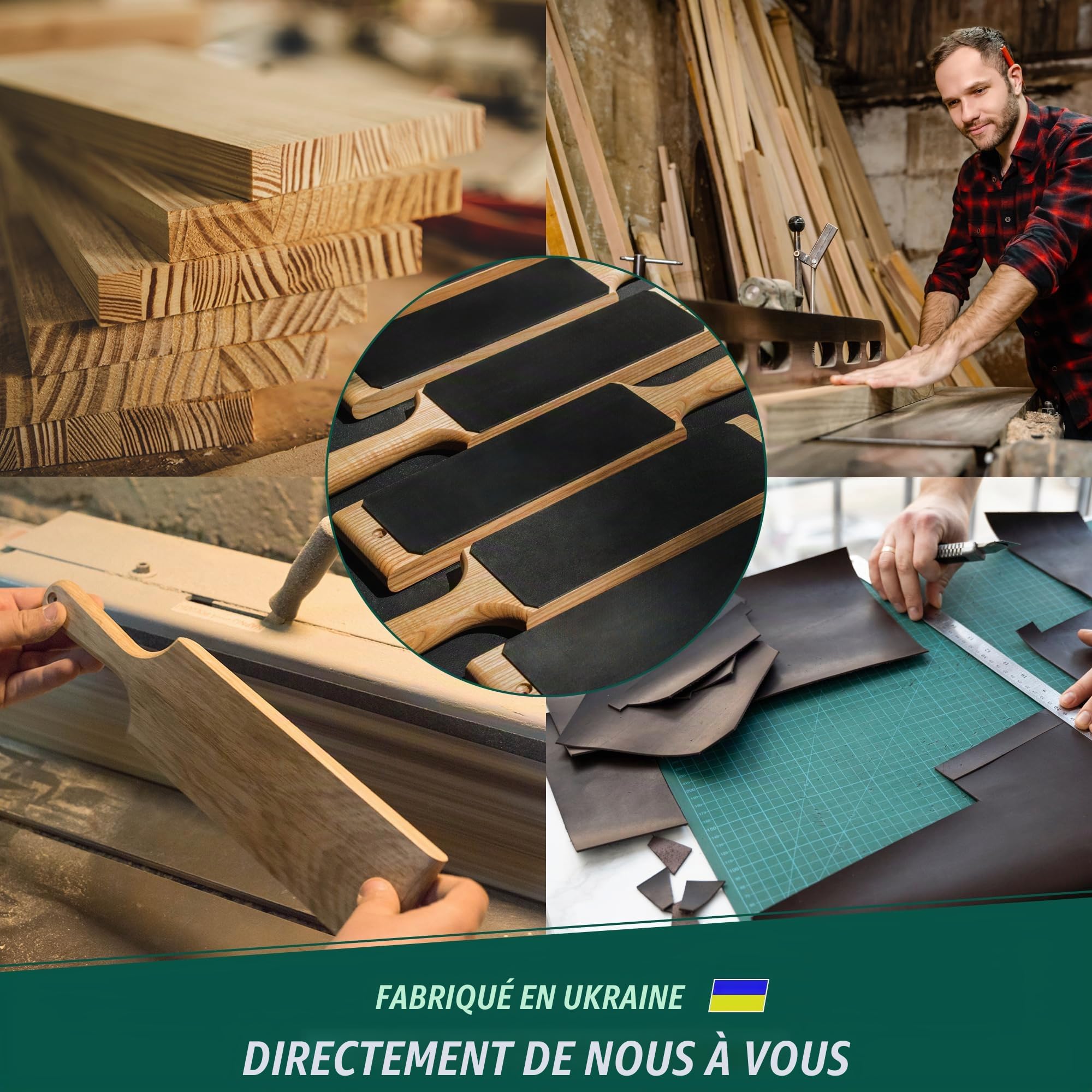 BeaverCraft Kit d'affûtage de couteaux en cuir pour aiguiser les couteaux avec composé d'affûtage LS1P1 Aiguiseur de couteaux en cuir Kit d'affûtage de palette et composé de polissage Bloc d'affûtage