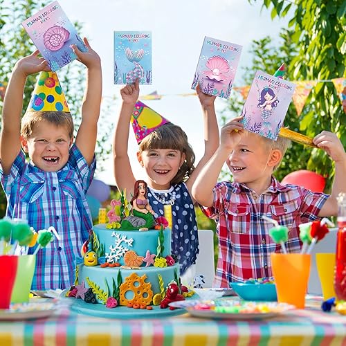 Miniatura 7 de Faccito 24 libros de sirena para colorear para niños a granel tema de sirena actividades recuerdos de fiesta bajo el mar cumpleaños mini libros para