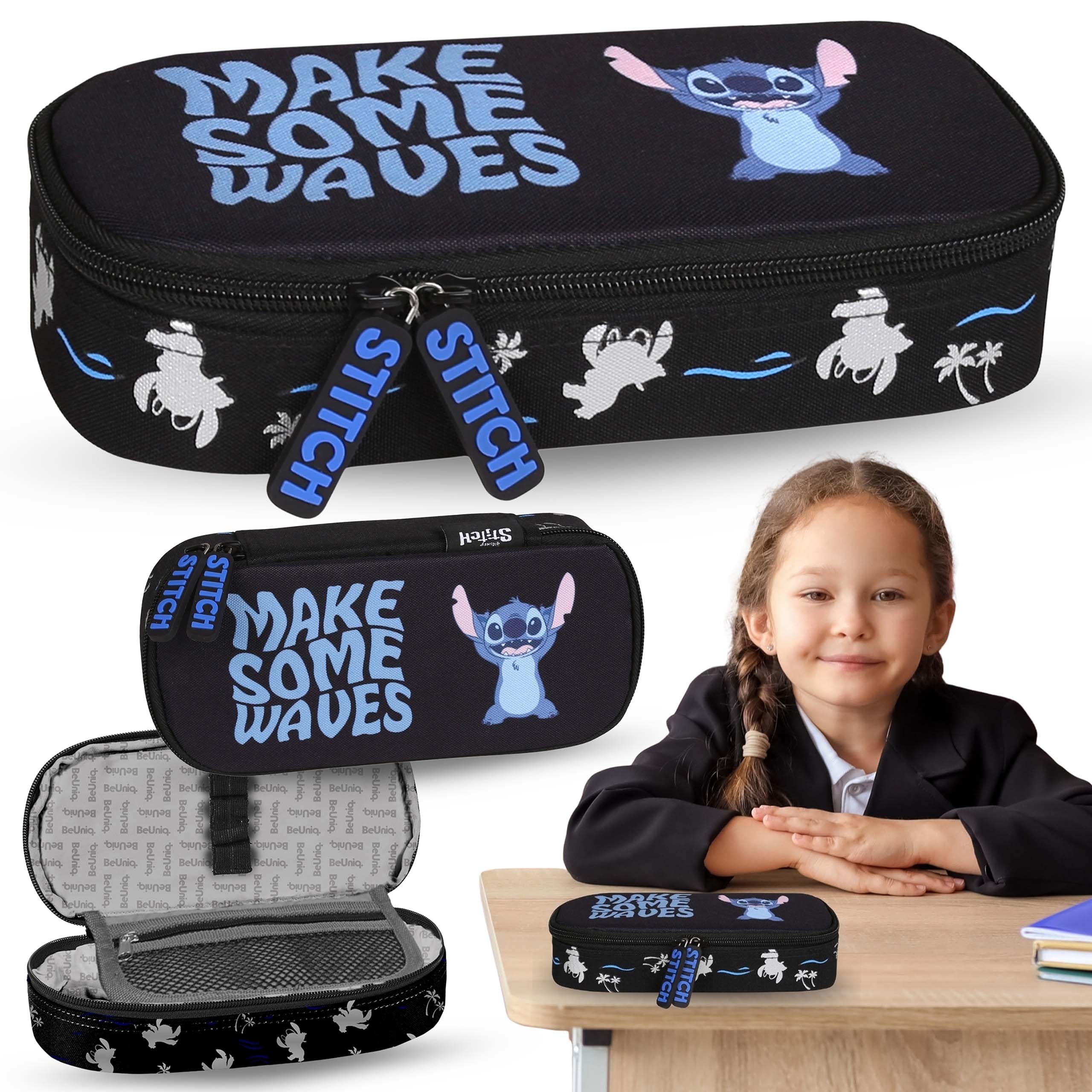 sarcia.eu Disney Stitch Compartment School Pencil case, Sachet for Girls, Black 5x22x10cm (Stitch Compartmental D) - Image 2