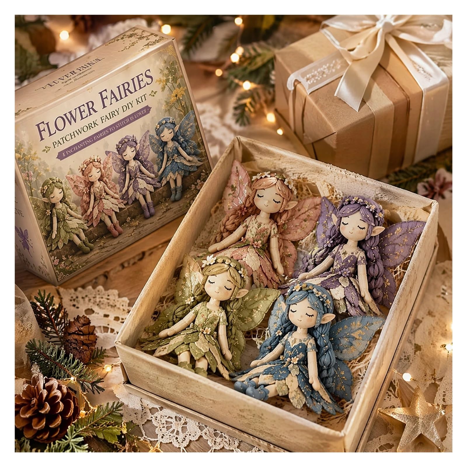 Avoltre kit patchwork fai da te Kit da cucito patchwork di fate in tessuto fai te 4 pezzi
