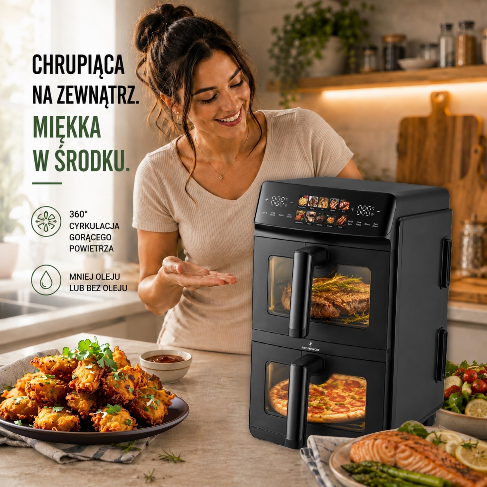 Just Perfecto Airfryer 10L Frytkownica Beztłuszczowa Podwójna Szuflada