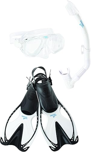 Miniatura 17 de Speedo Máscara de Buceo con Snorkel Unisex para Adultos Anti-empañamiento con Cubierta para la Nariz Serie Adventure M Azul