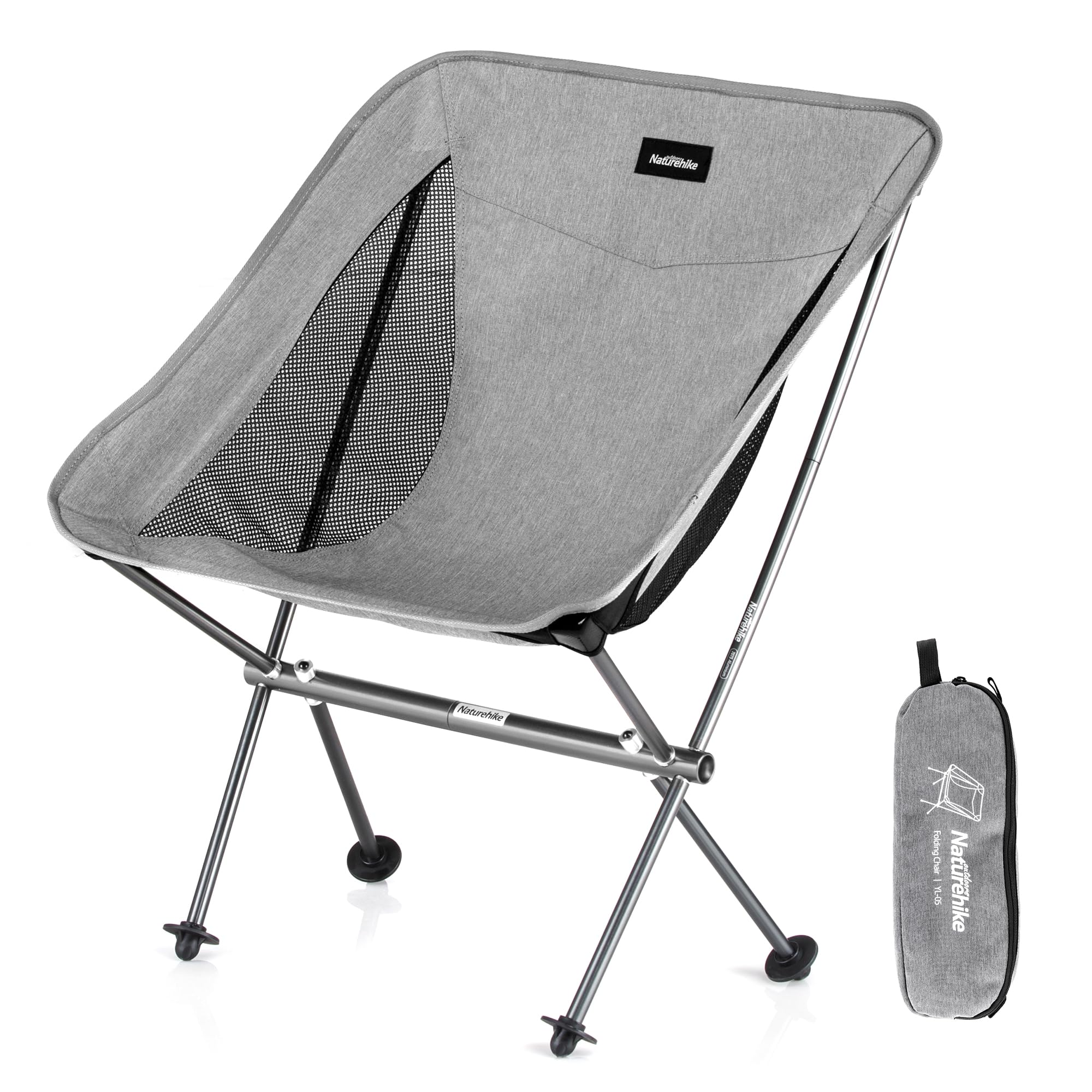 Naturehike La Sedia da Campeggio Portatile può Contenere Fino a 150 kg, è Ultraleggera e Pieghevole e può Essere montata e smontata Rapidamente (Grigio)