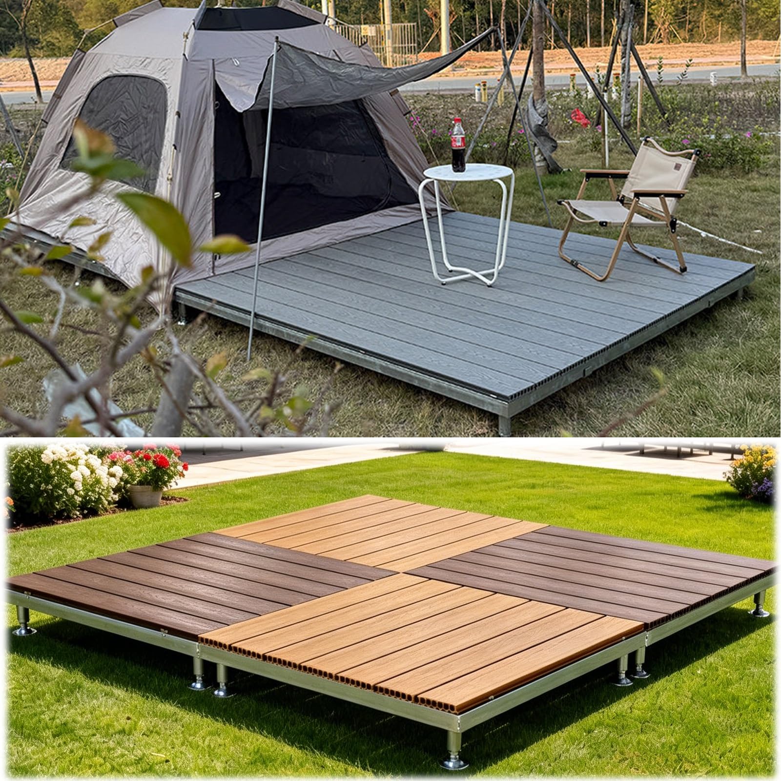 Suelo De Patio con Plataforma De Cubierta Flotante: Tableros De Cubierta Modulares Entrelazados, con Pies De Altura Ajustable, For Patio, Jardín(Gray)