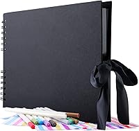 GOTIDEAL 80-Page Black Scrapbook Album with 10 Metallic Markers & 540 Photo Corners - DIY Wedding Guest Book & Family Memory Keeper