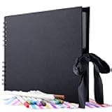 GOTIDEAL 80 Pages Scrapbook Album with 10 Metallic Markers,Craft Paper Photo Album for Wedding and Anniversary, Family DIY Scrapbook Accessories with Scrapbooking Stickers Corners(Black)…
