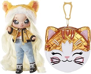 Glam Series 2 - Tabitha Nekota - Cat Inspired Soft Plush Doll with Blonde Hair and Metallic Animal Clip-On Bag - Collectable - Great Gift for Children Aged 5+