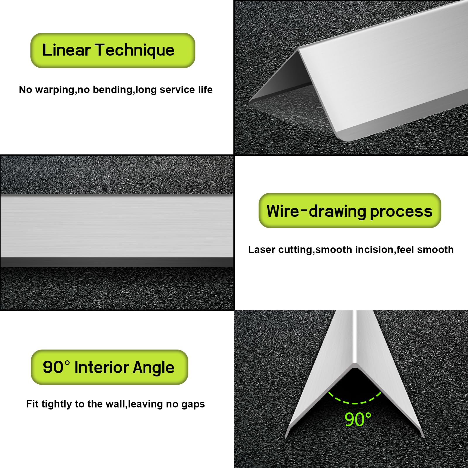 Lot de 10 protections d'angle murales en acier inoxydable 304 en forme de L avec angle de 90 degrés pour la protection et la décoration des murs.