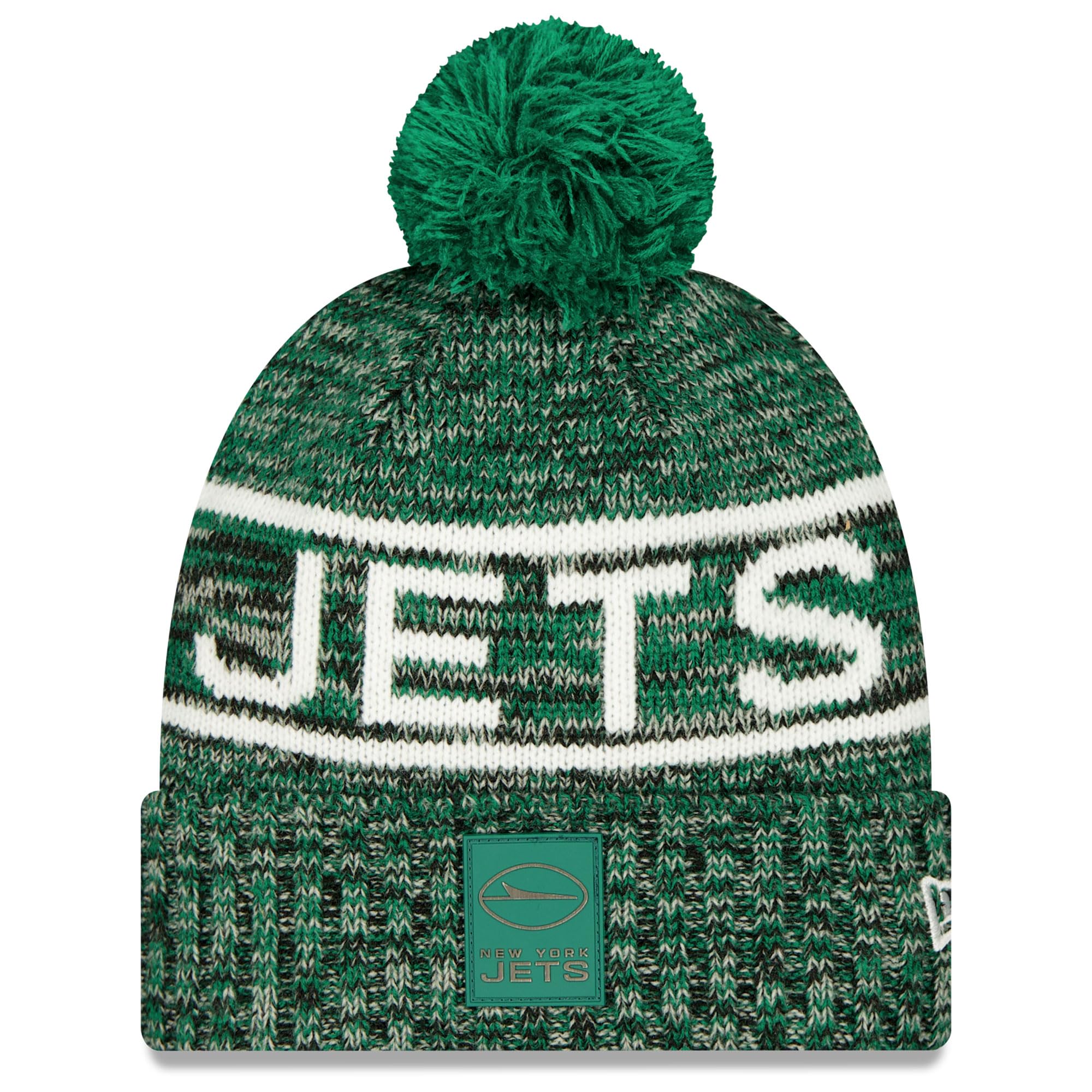 New Era Men's New York Jets, Green Green New York Jets 2025 Sideline Cold Weather Cuffed Knit Hat With Pom