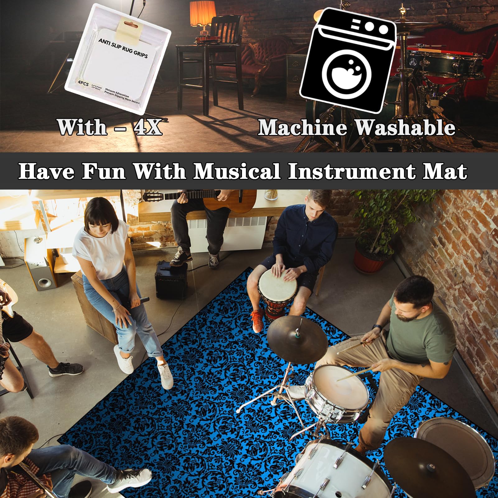 160 x 150 cm Schalldichte Teppich, Elektronisch Snare Klavier Musikinstrumente Teppich, Schlagzeugteppich Drum Teppich, Antivibrationsmatte, rutschfeste Trommel Teppiche, Schlagzeug Teppich