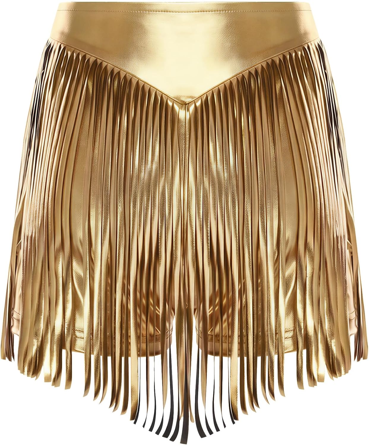 Freebily Womens Shiny Metallic Jazz Disco Dance Pants with Tassel High Waist Fringed Booty Shorts Cheeky Shorts