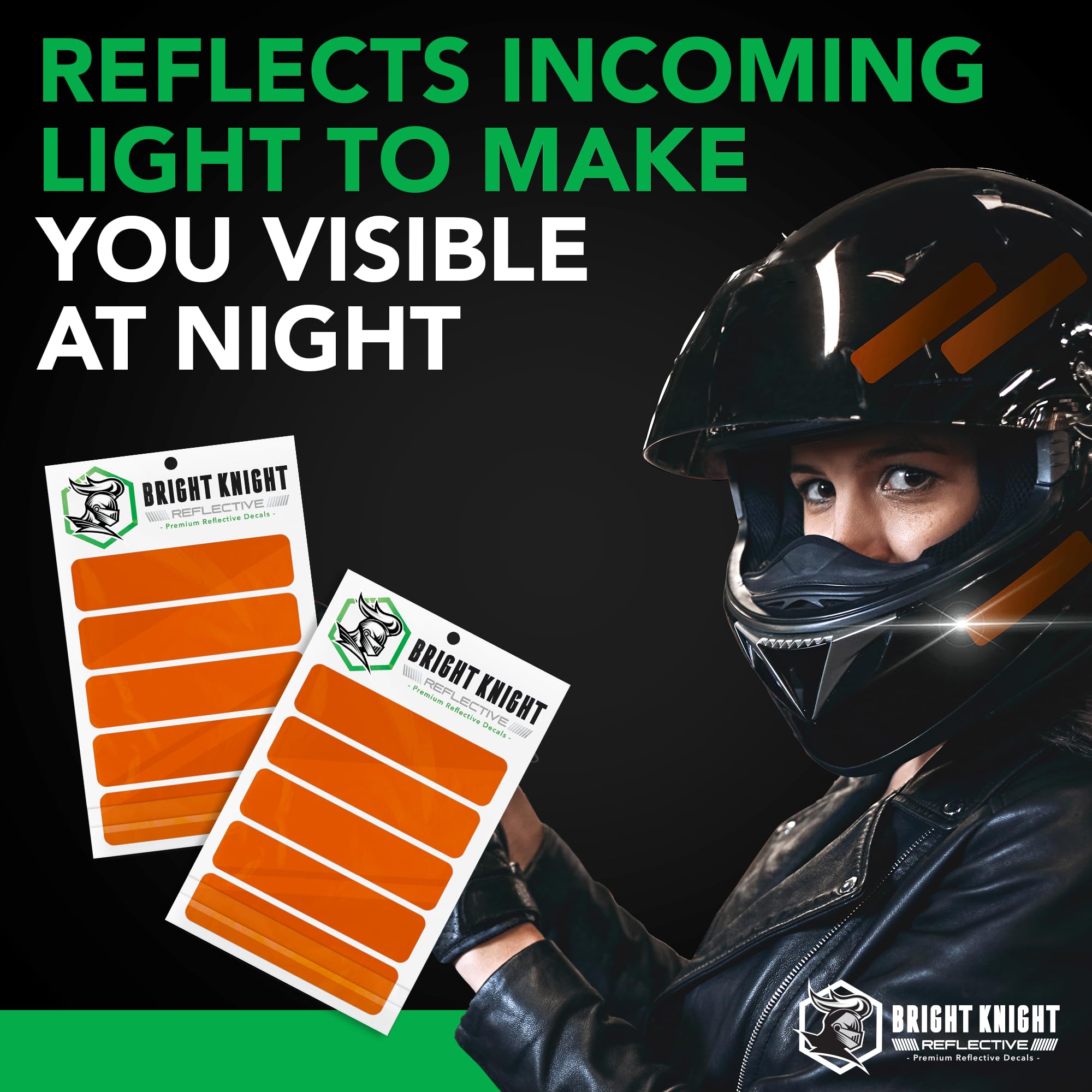 Bright Knight Decals Motorcycle Helmet Decals, 5 Pcs Orange