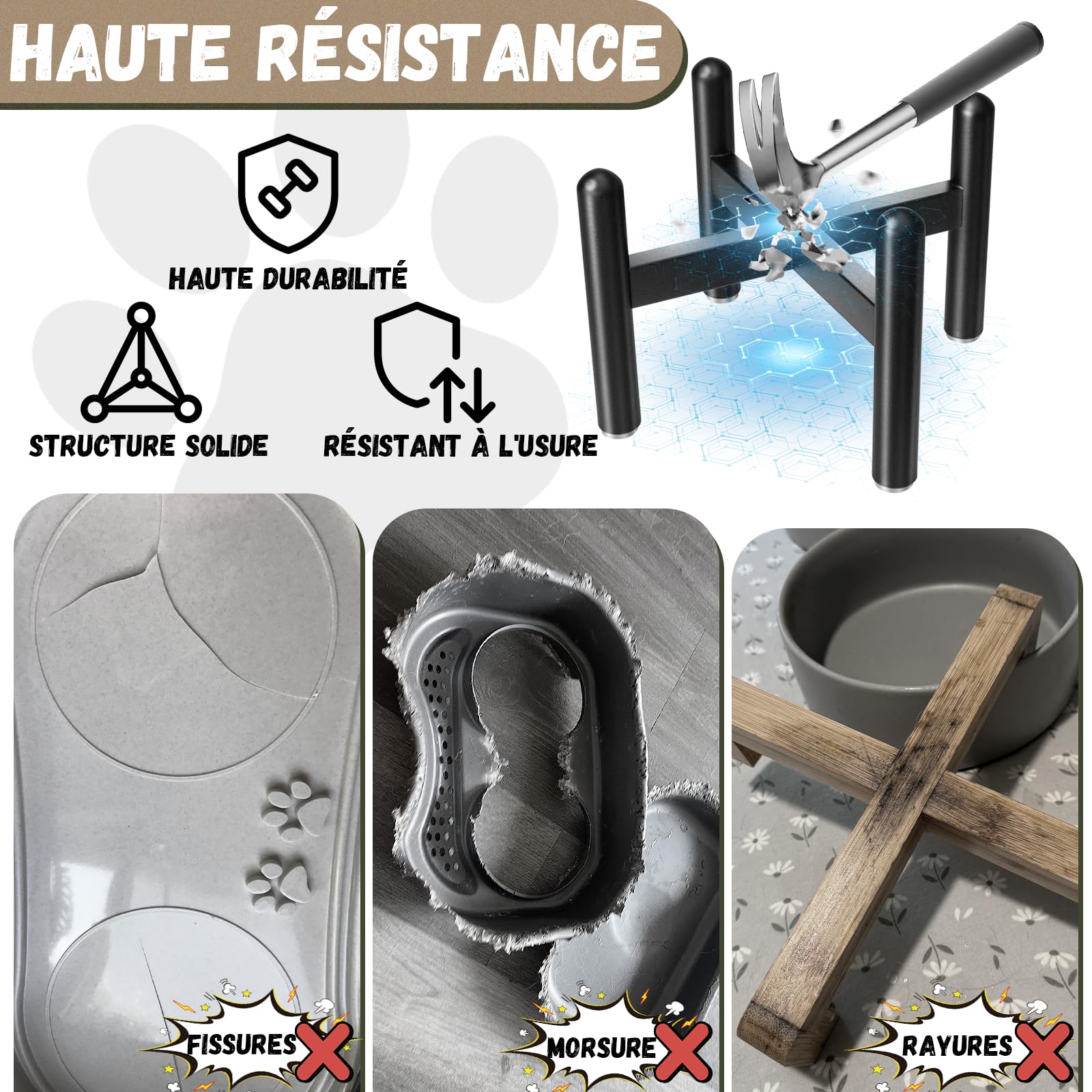 Gamelle pour Chien Surélevée en Céramique - Gamelle en Hauteur avec Support en Acier Inoxydable - Bol pour Petits et Moyens Chiens - 850 ML - Rose
