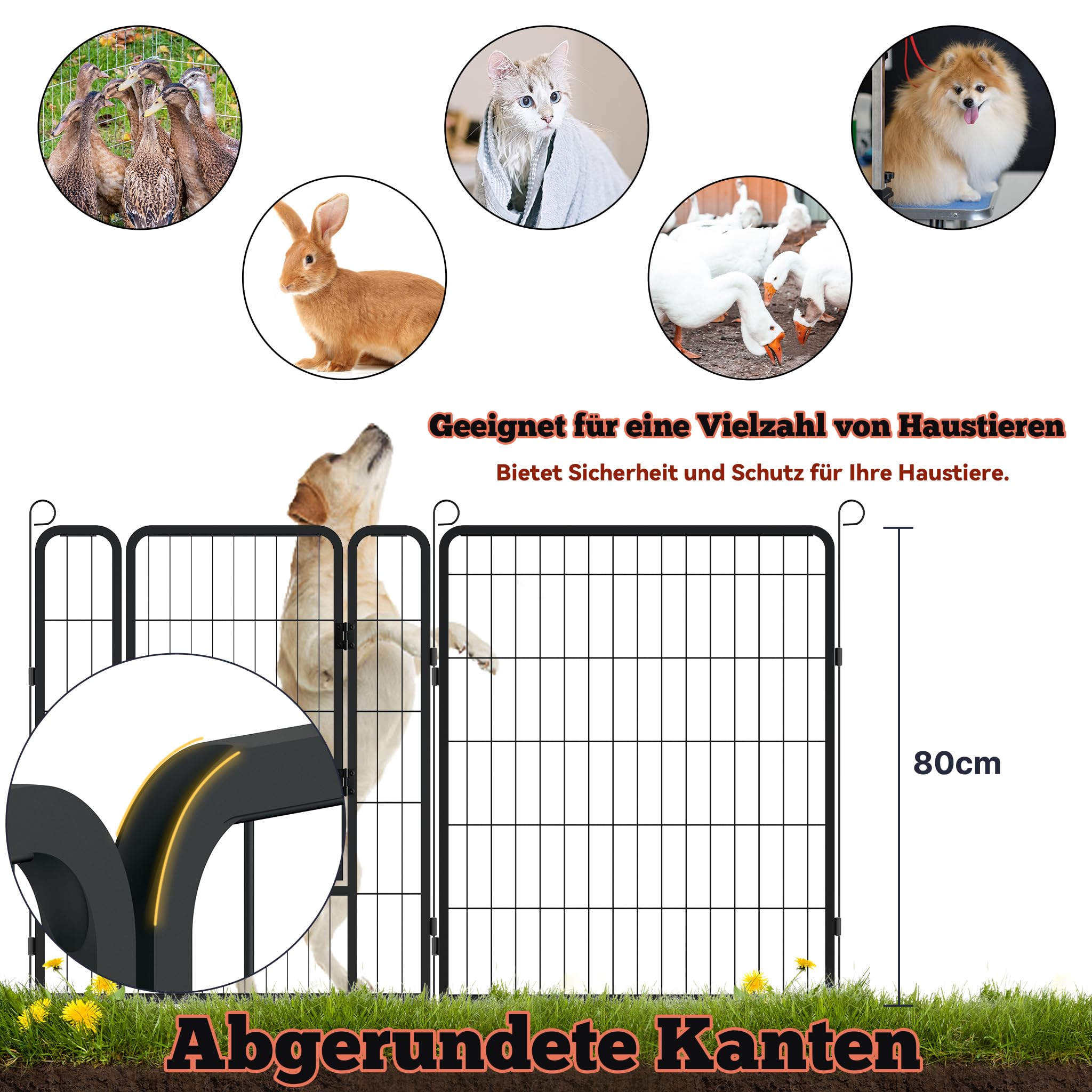 Froadp 8-TLG - Valla para cachorros con puerta (65 x 80 cm), parque para perros