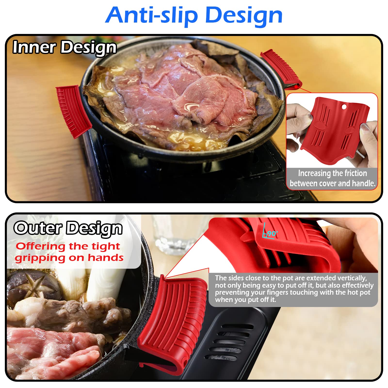 UPKOCH Lot De 2 Housses De Poignée De Poêle En Fonte Résistantes à La