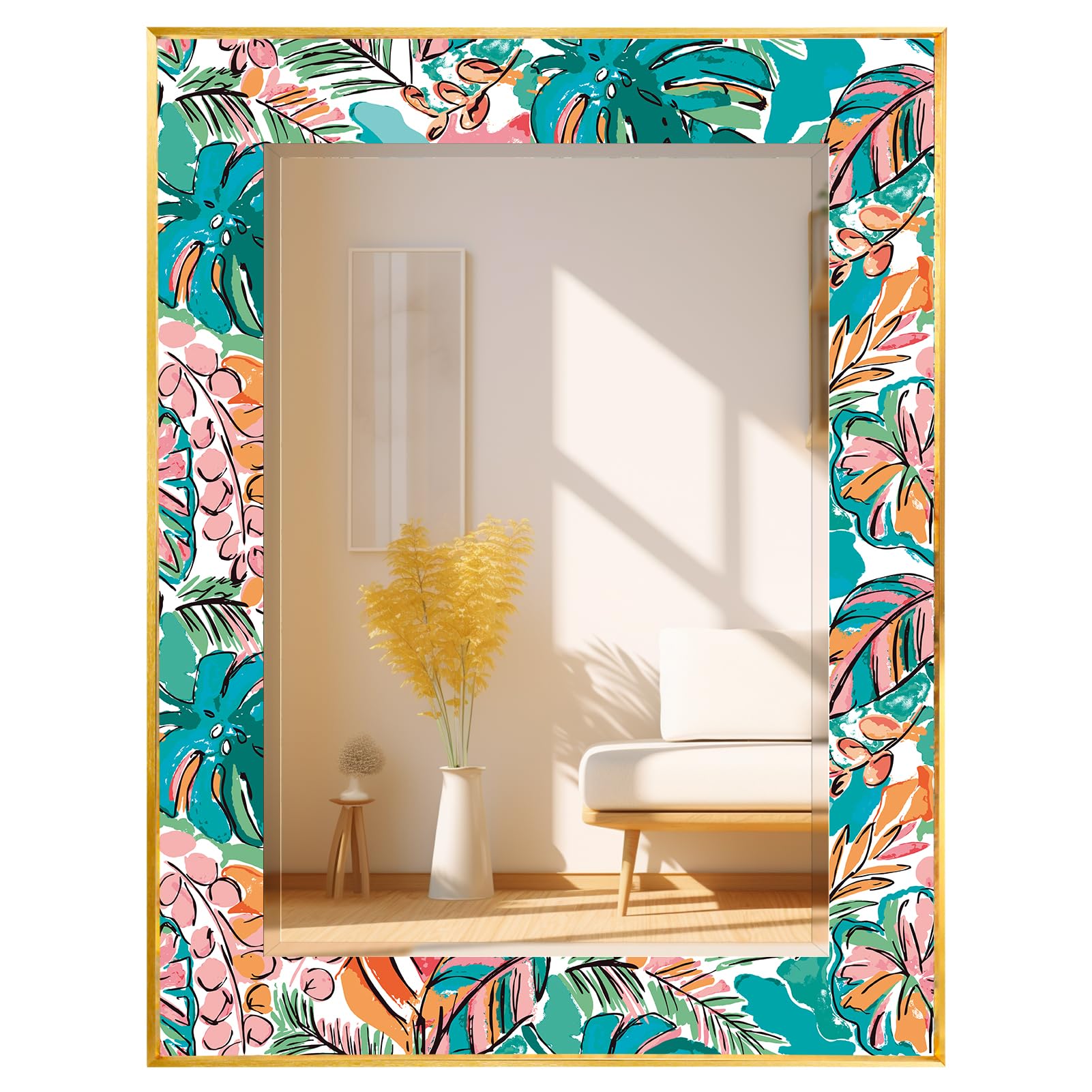 Mosaic Mirror 24x32inch Vintage Style Wall Mirror, Handmade Glass Tiles Moroccan Mirror for Home Decor, Boho Chic Accent Mirror for Living Room,Bathroom,Vanity