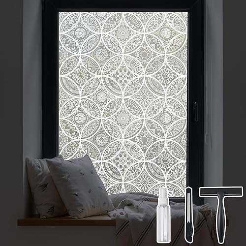 Vista 13 de DKTIE - Película decorativa para ventana de adherencia estática con herramientas de instalación, no adhesiva, protección contra los rayos