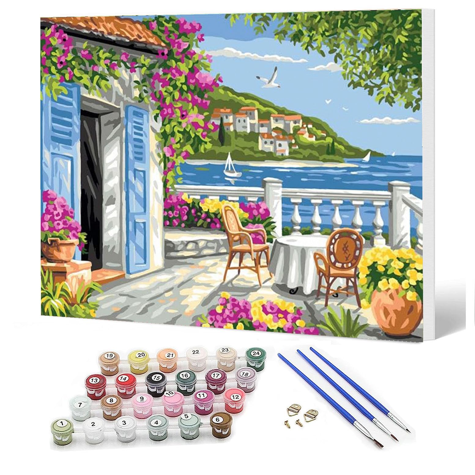 Ediximi DIY Paint by Number Kit for Adults,Childrens and Beginners - 12" x 16" Canvas with Wooden Frame Drawing Arts and Crafts,Sunny