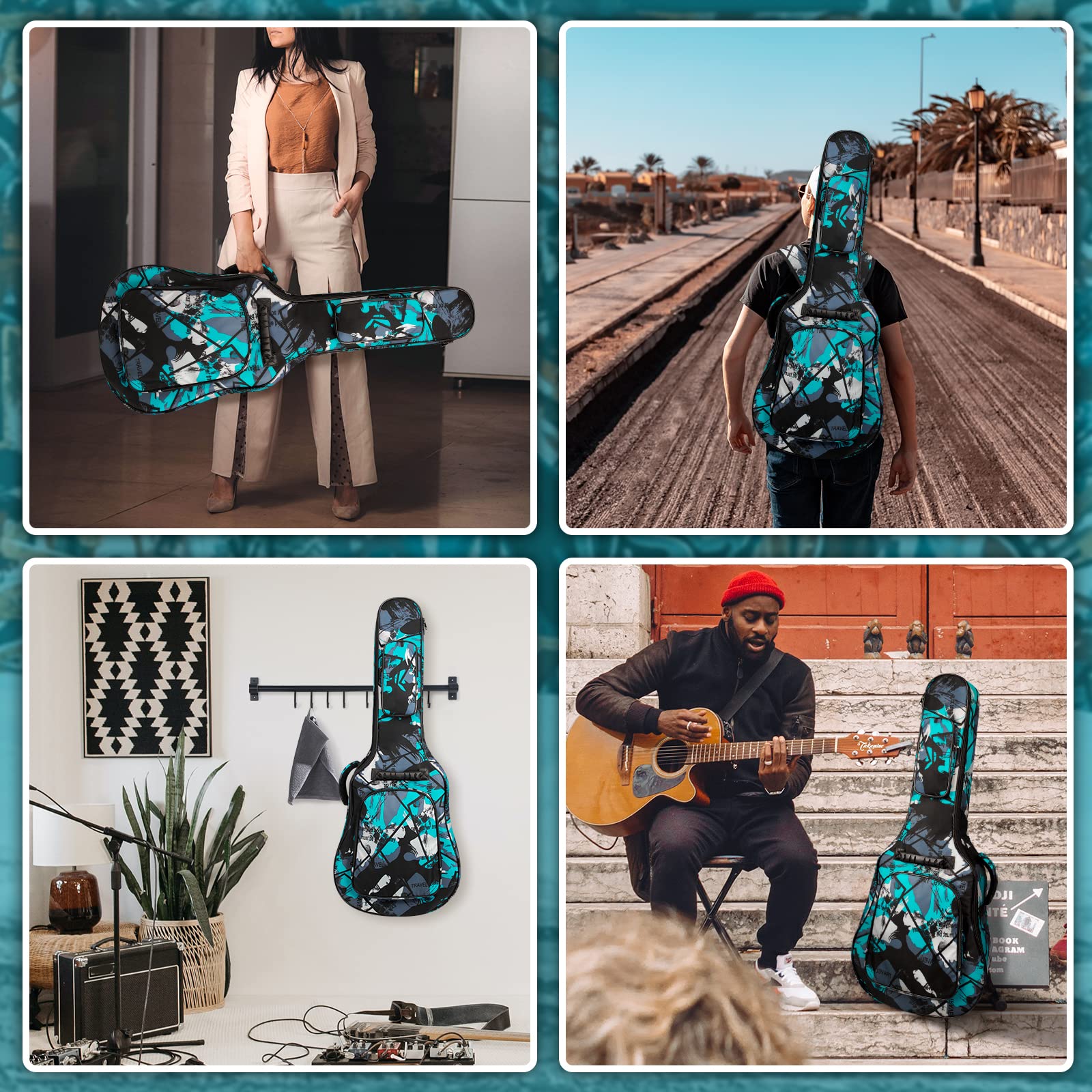 Borsa per chitarra triangolare-grigio, Colorato, A-borsa per chitarra-3
