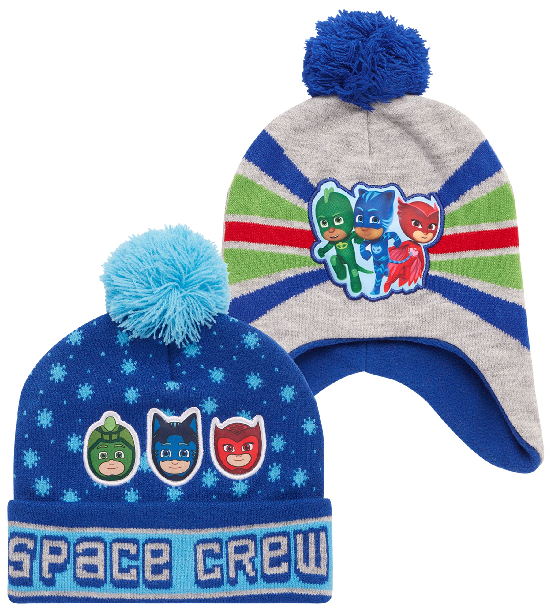 PJ Masks Boys' Winter Hat - 2 Pack Superhero Pom Pom Beanie (Toddler)