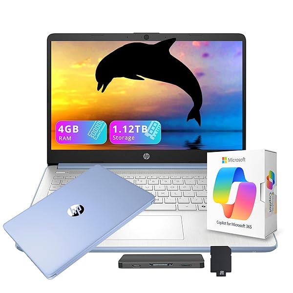 HP Stream 14" HD BrightView Laptop, Intel Celeron N150, 16GB RAM, 288GB Storage (128GB eMMC + 160GB Docking Station Set), Intel UHD Graphics, 720p Webcam, Wi-Fi, 1 Year Office 365, Win 11 S, Silver