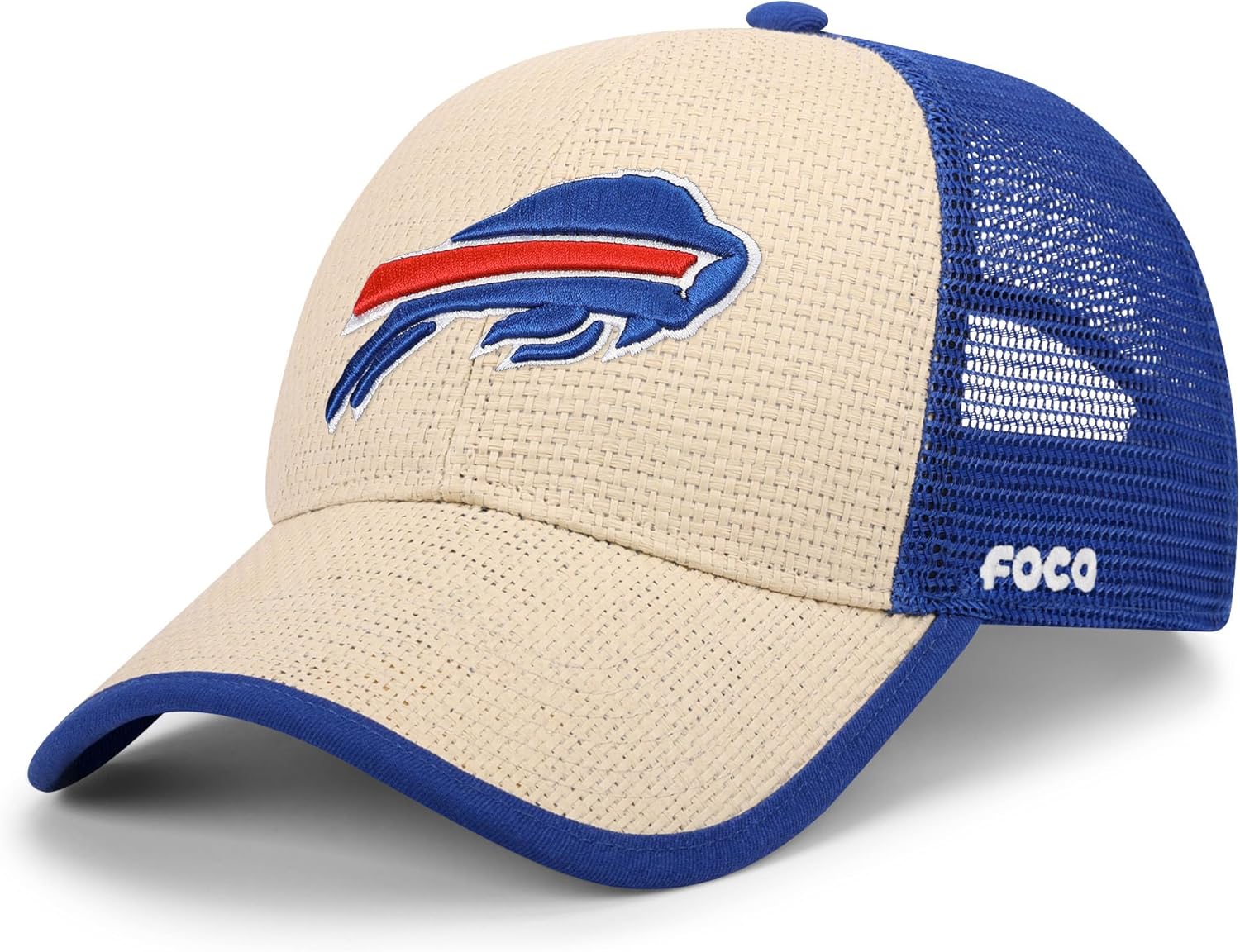 FOCO NFL Mens NFL Team Logo Straw Casual Trucker Cap Hat