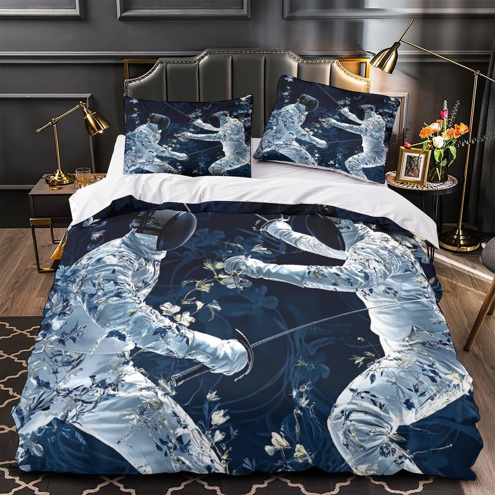 Housse de couette dragon 3D hypoallergénique et douce parure Super King