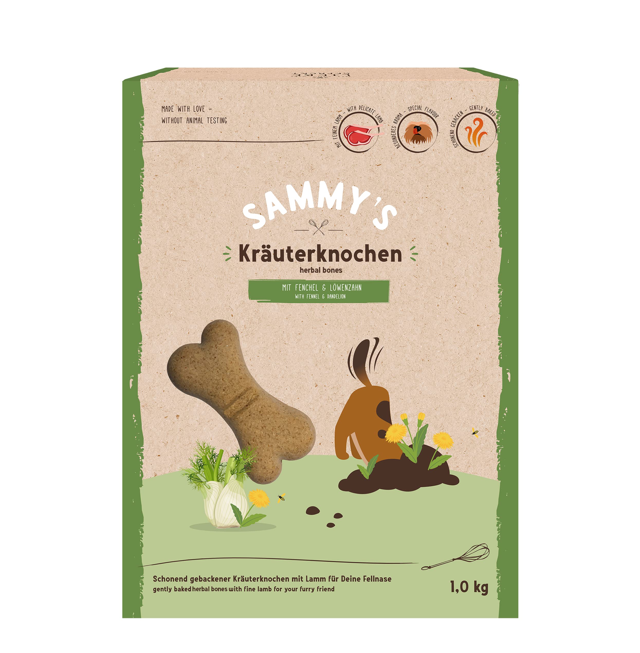 Sammy Ossa con erbe aromatiche per cani 1 kg senza zuccheri aggiunti
