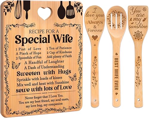 Miniatura 25 de Regalos de cumpleaños para mamá - "Receta para una mamá especial". Juego de tablas de cortar y utensilios de bambú grabados. Regalos de cumpleaños