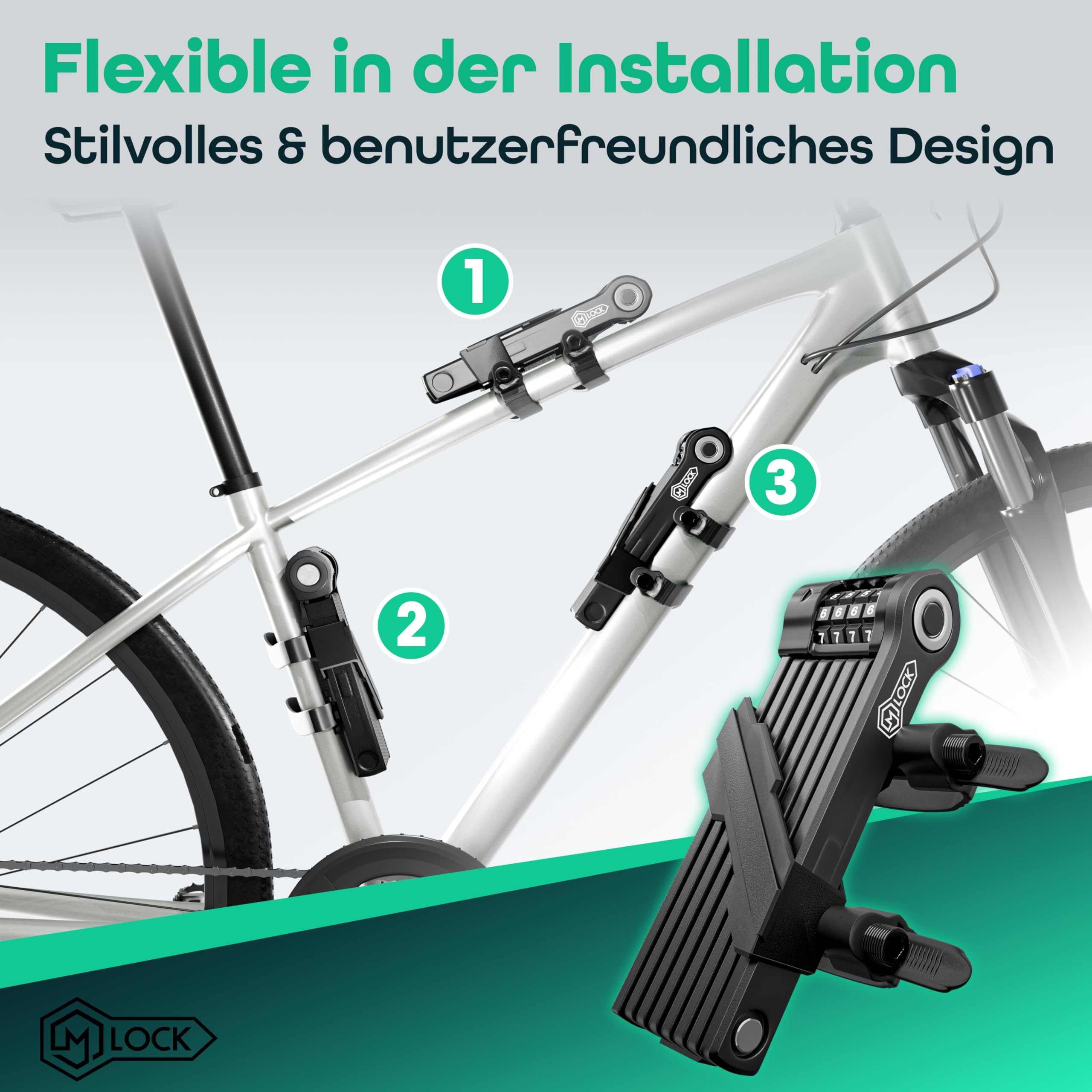 Antivol pliable de 120 cm - Serrure à combinaison haute sécurité - Protection antivol pour vélo et vélo électrique - Serrure de sécurité robuste et inoxydable avec combinaison de broches
