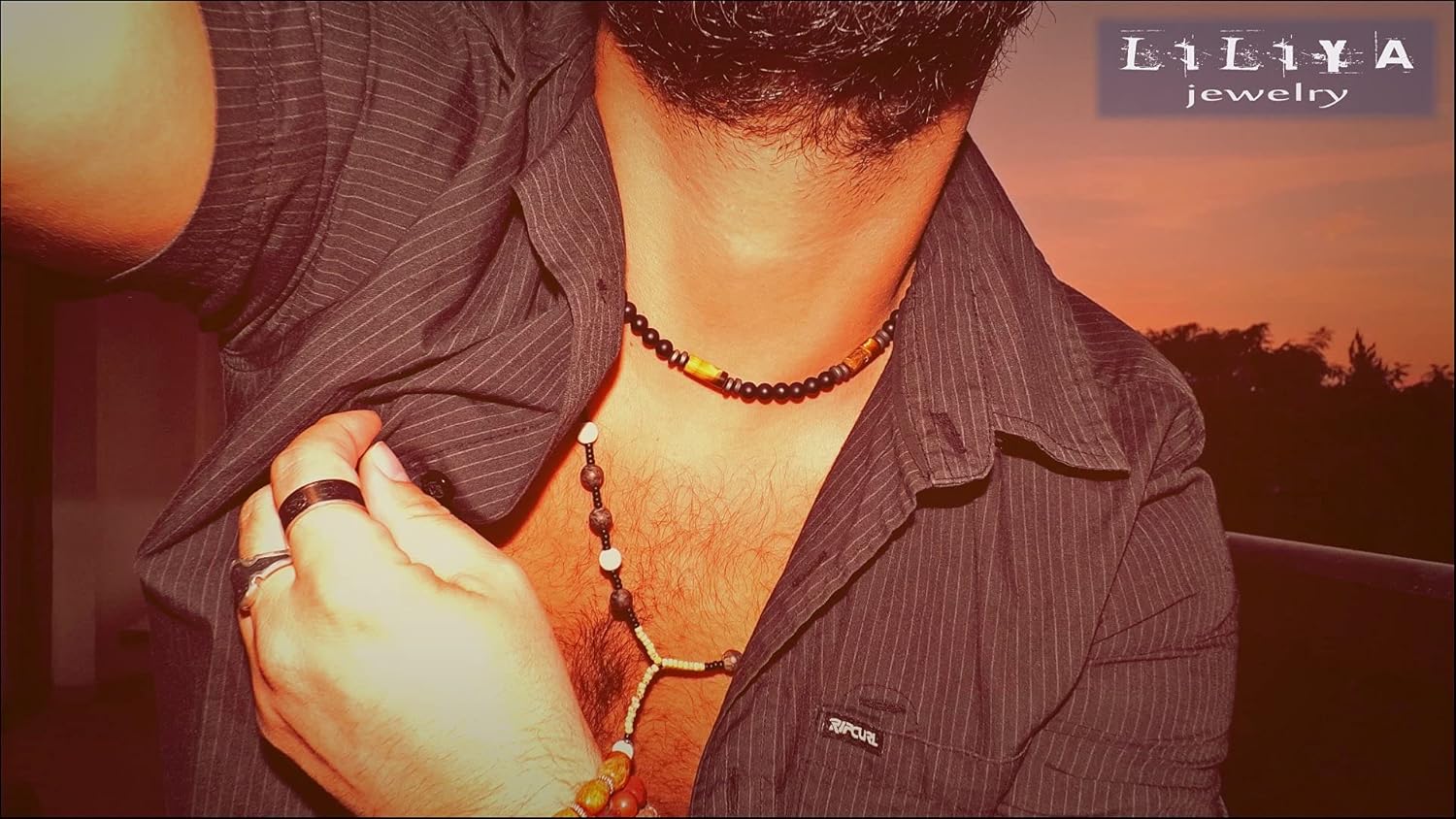 Liliya Jewelry Men’s Tiger Eye & Black Onyx Necklace - 18.5 Inch Short Gemstone Beaded Mala - Natural Protection & Confidence Gift for Him - Tribal Boho Style - Image 8