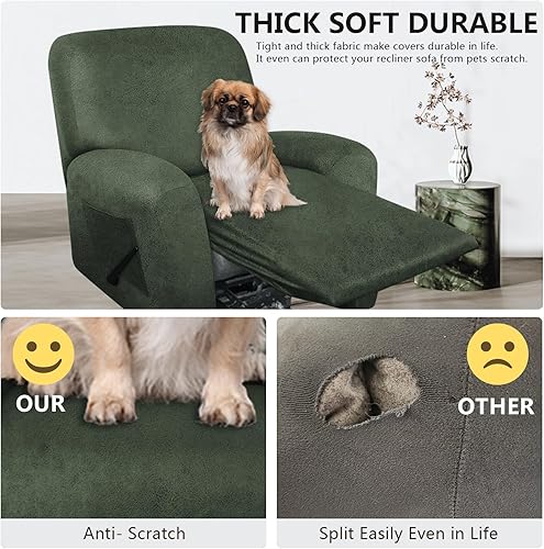 Miniatura 3 de ANARACHON Fundas de cuero resistentes para sillas reclinables, 4 piezas, funda de cuero para silla reclinable, fundas de cuero para reclinables,