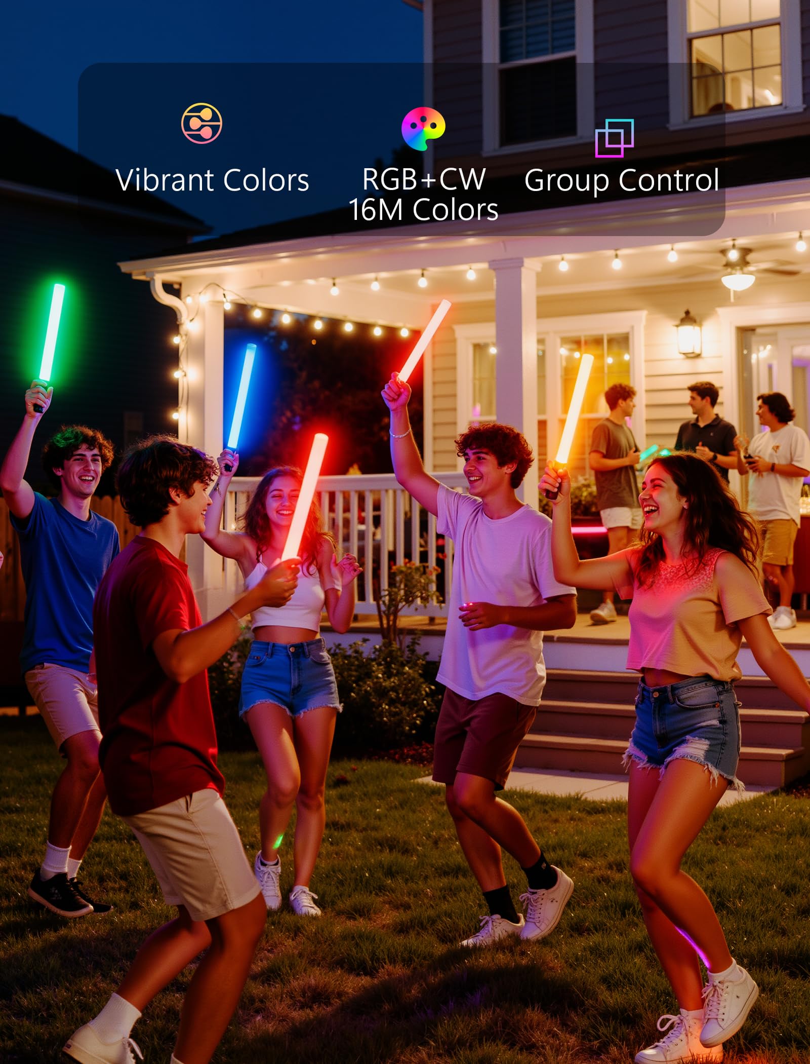 Palillos brillantes LED recargables inteligentes con control de aplicación y sincronización de música, barras de luz interactivas de primera calidad, recargables por USB-C, sincronización de