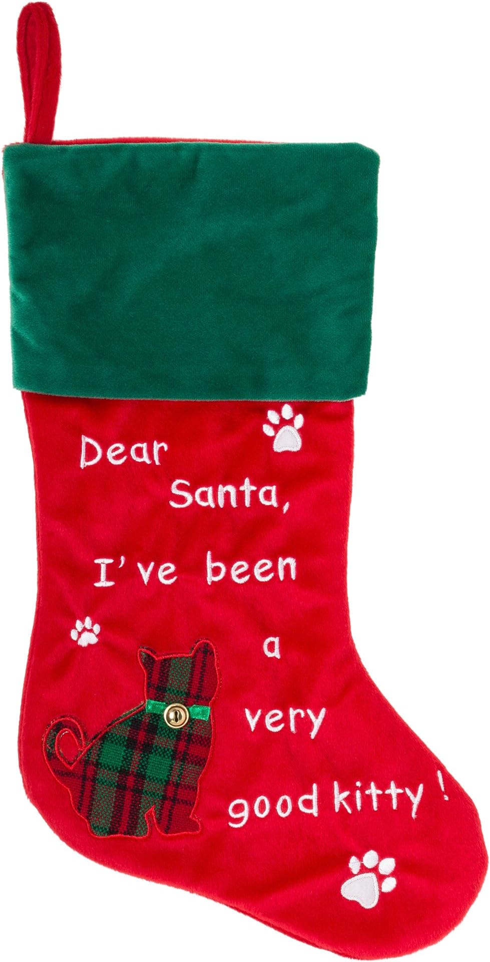 Cat Christmas Stocking - Dear Santa, I've Been a Very Good Kitty! - 18.5"