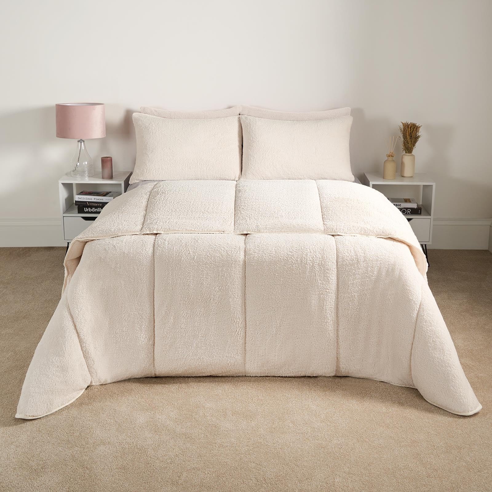 OHS Double Duvet Set - Fleece - Cream