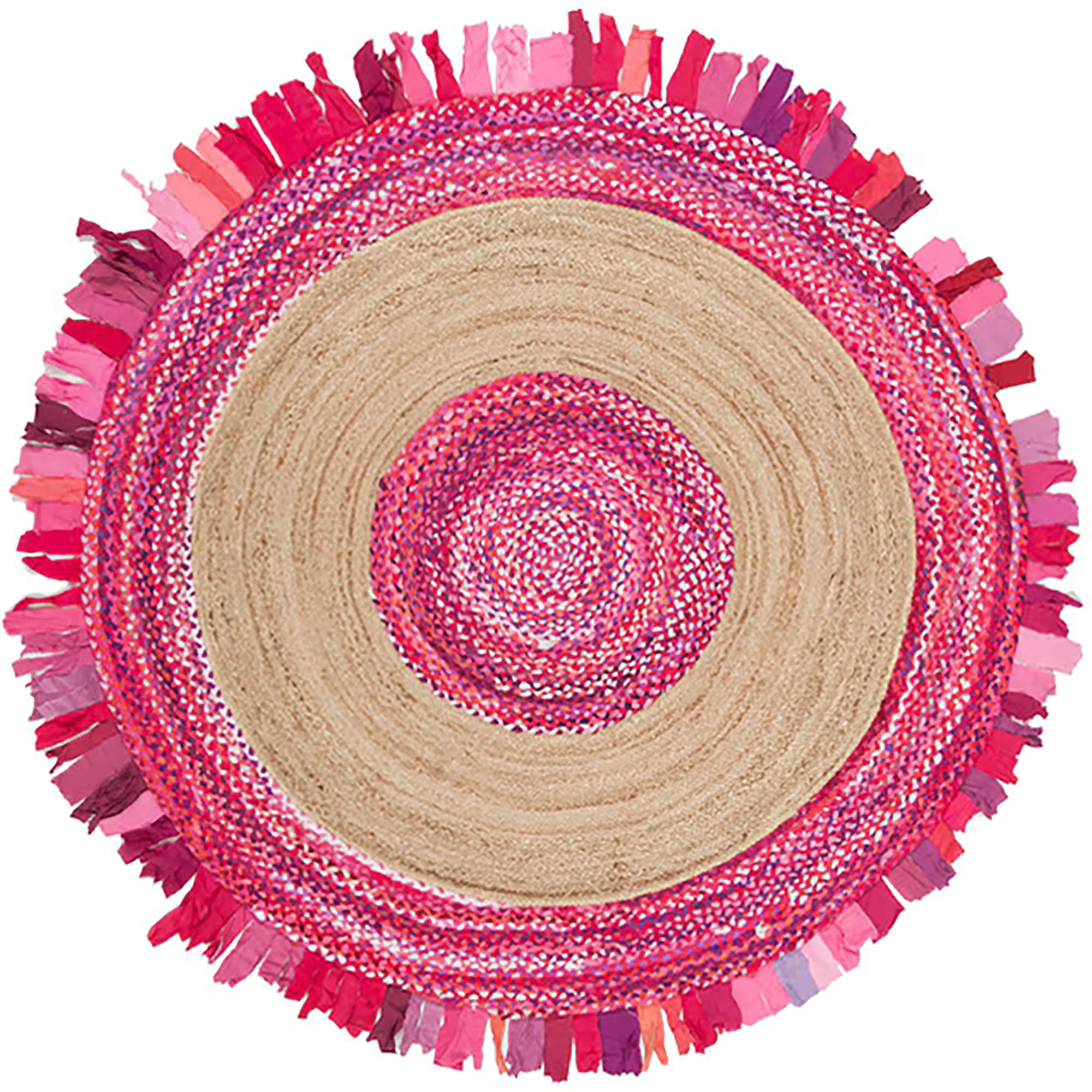 Tapis rond en jute naturelle pour animaux domestiques tapis rose résistant 1,8m