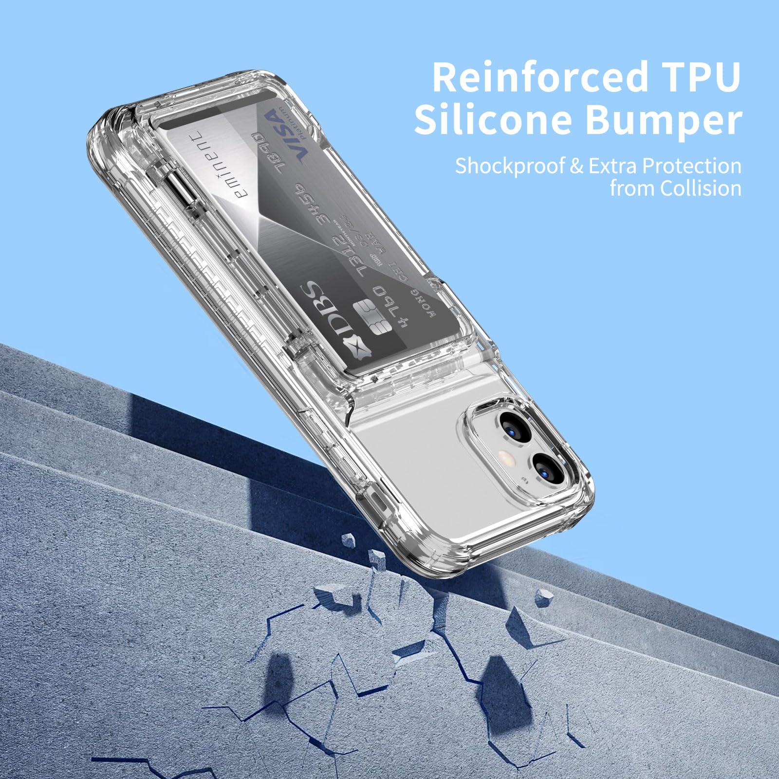 AFGHOA For IPhone 16 Case Wallet 6.1 Inch Clear, 4 Cards Holder Cover With Kickstand For Women Men,Yellowing Resistant Transparent TPU Flip Wallet ID Slot Shockproof Bumper Hard Shell For I16 - View #4