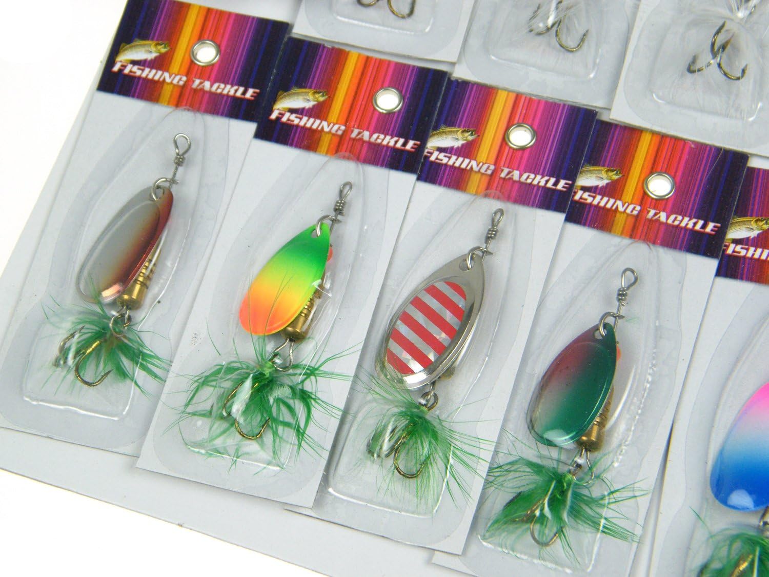 QualyQualy 30Pcs Fishing Lures Baits Tackle, Fishing Spoon Lure Spinnerbait Bass Walleye Trout Salmon Hard Metal Spinner Baits Kit