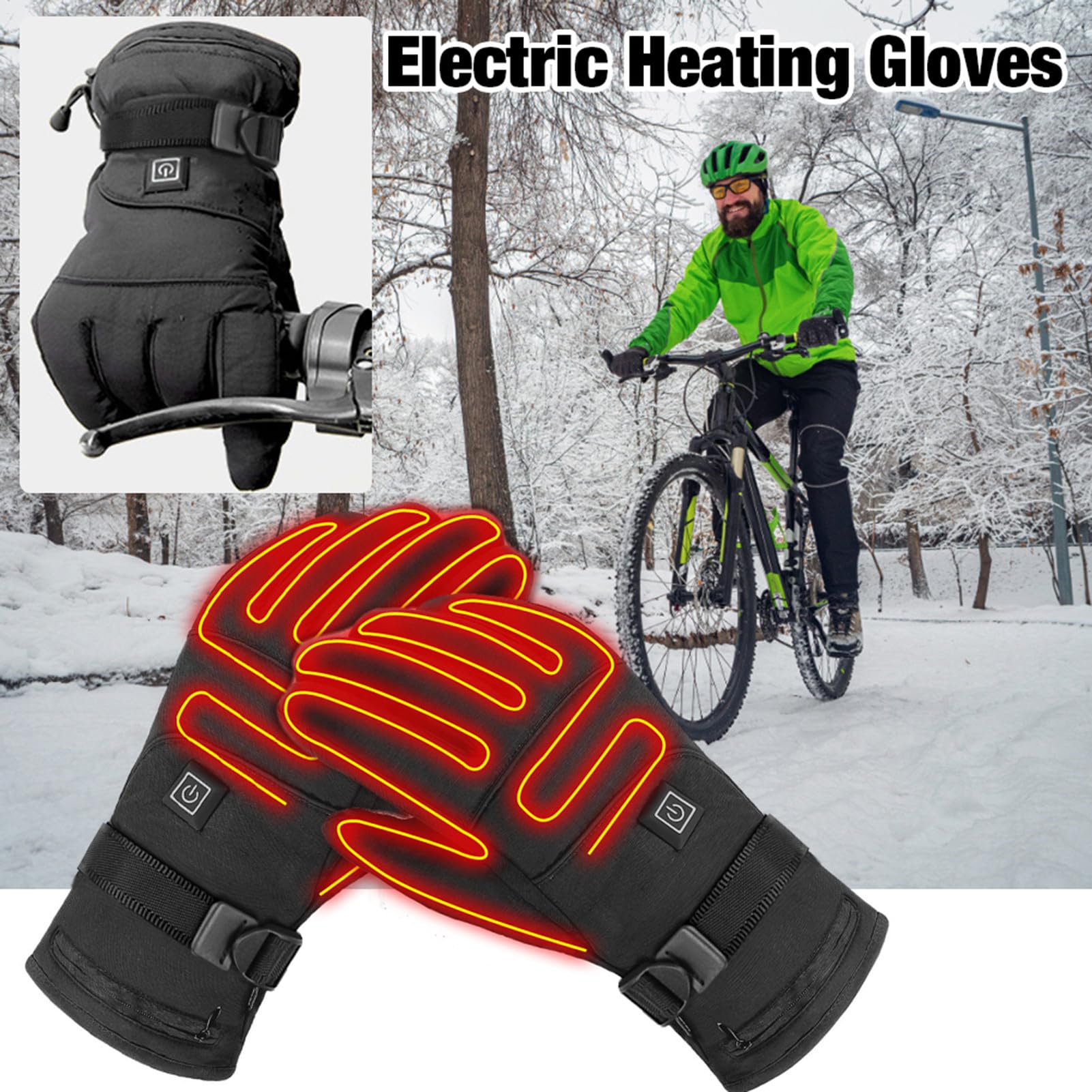 Guanti riscaldati a batteria da uomo, guanti riscaldanti da 3,7 V | ricaricabili tramite USB, con 3 livelli di temperatura, riscaldamento rapido, per escursioni invernali, campeggio, ciclismo