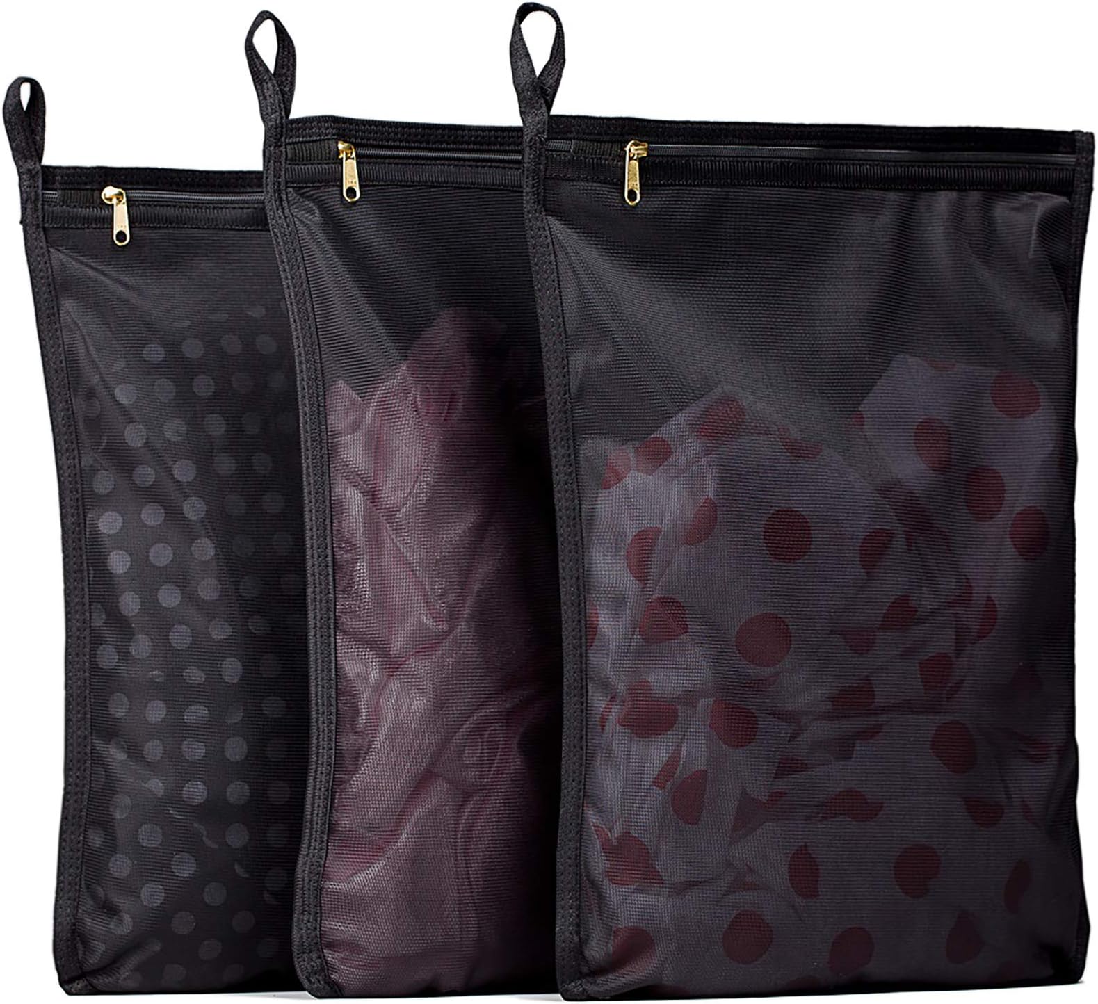 3 Pack (3 Medium) Delicates Laundry Bags, Bra Fine Mesh Wash Bag, Use YKK Zipper, Have Hanger Loops, Zippered, Protect Best Clothes in The Washer (Black)