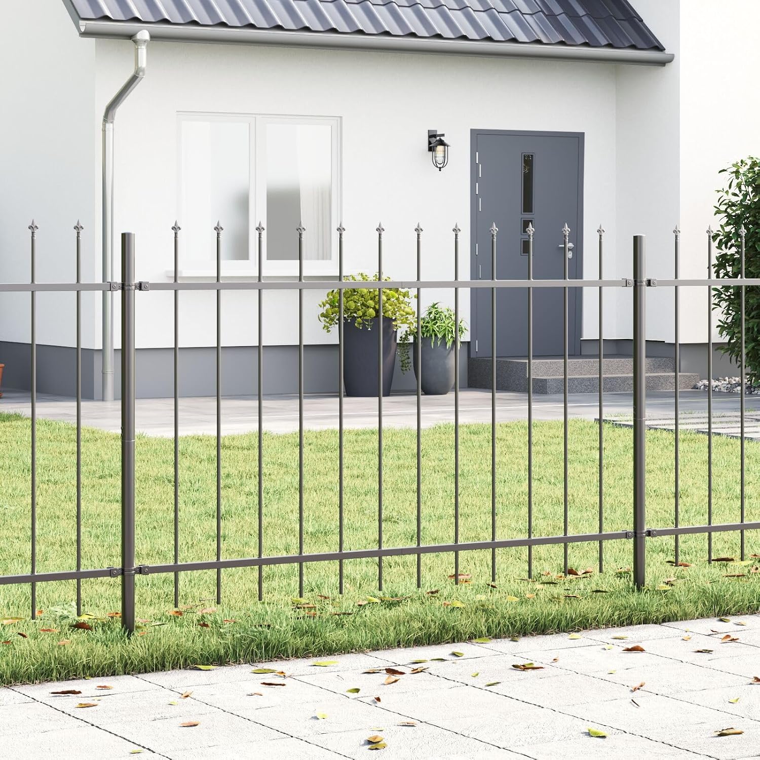 Recinzione da Giardino vidaXL 10.2x1.2m in Acciaio Grigio